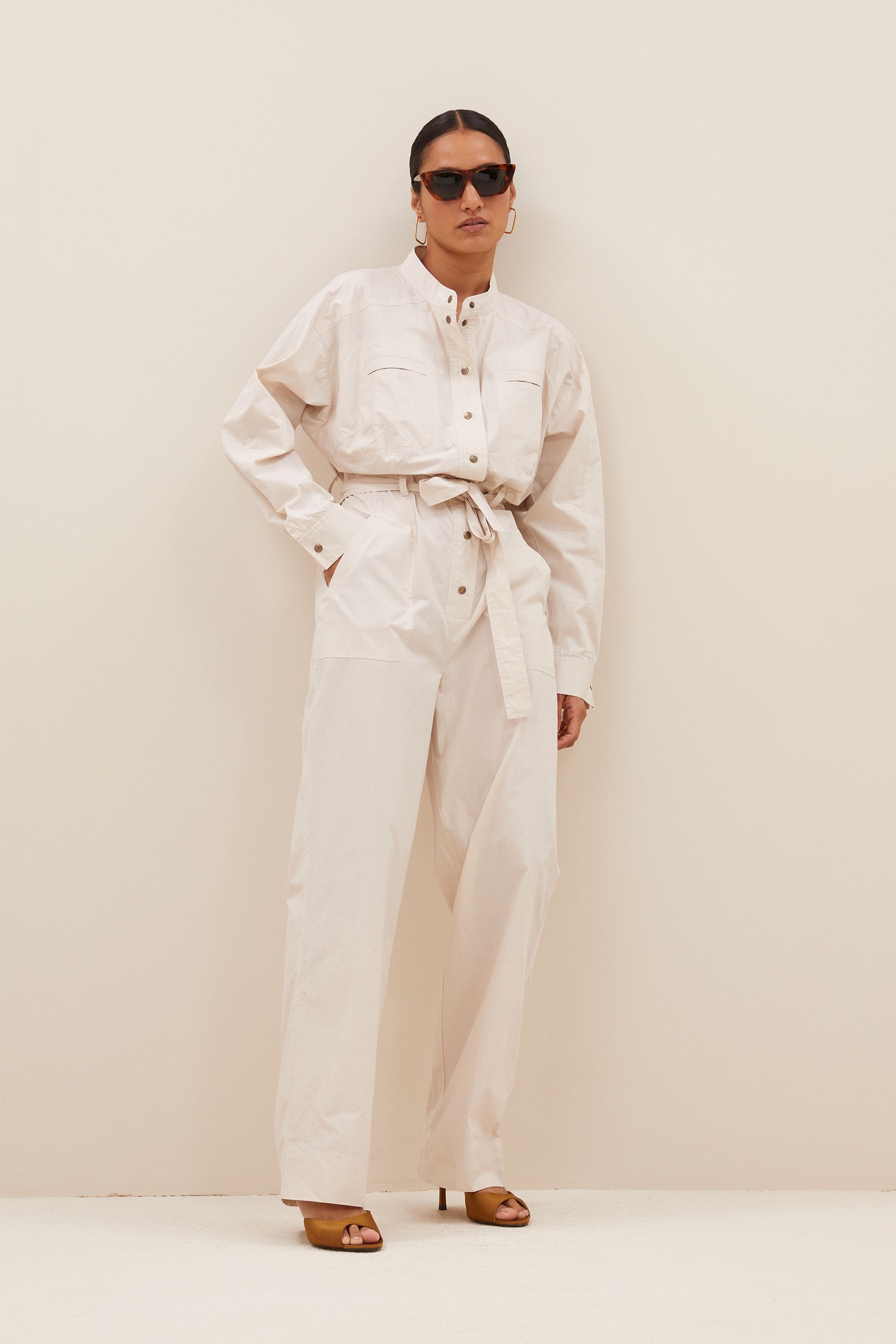 By-Bar Esra Poplin Suit Almond Maat: XS | Jumpsuits Outlet | Dames | Beige