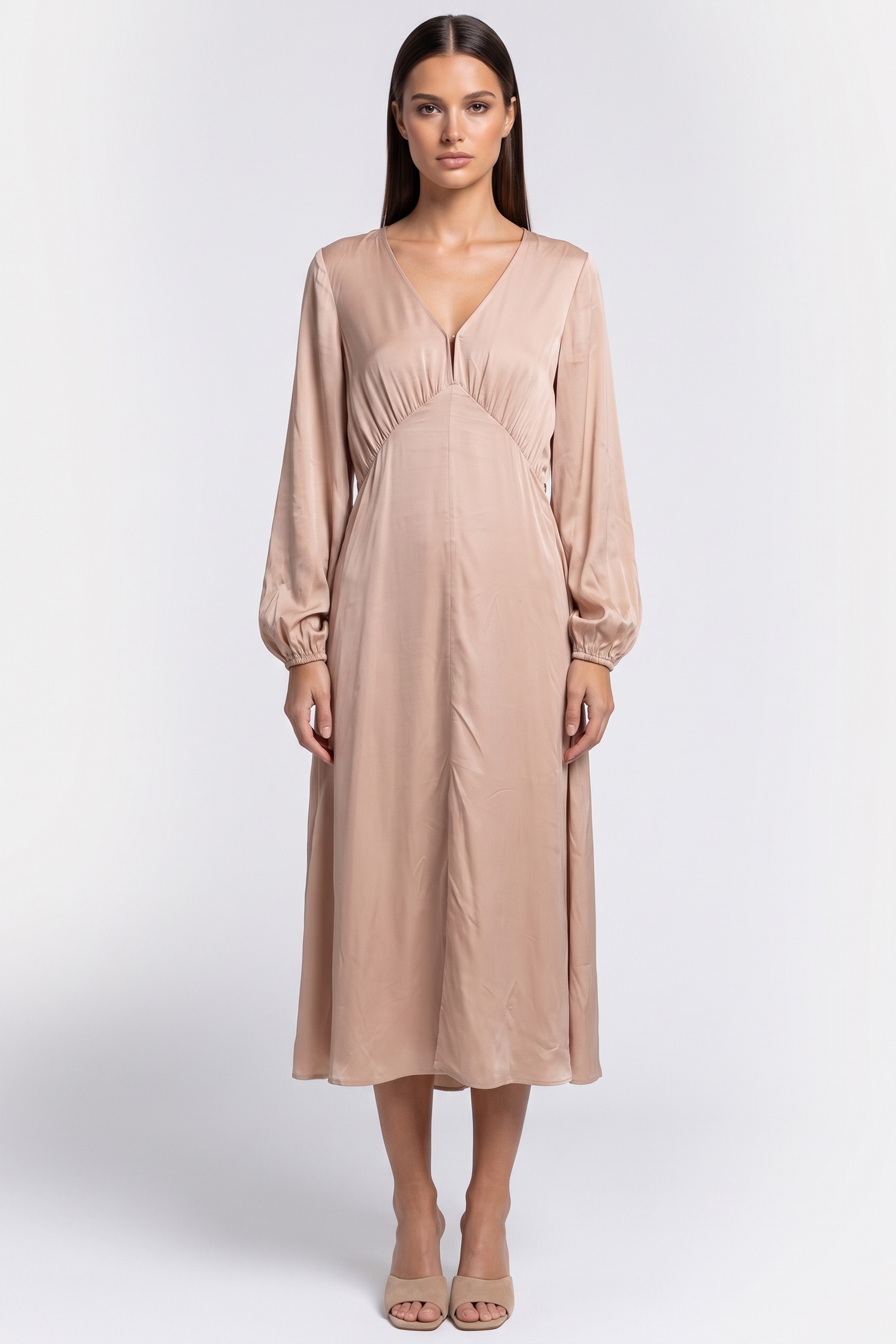 ARKET Florian Dress Beige size 44 | Midi Dresses Outlet | Women | Brown