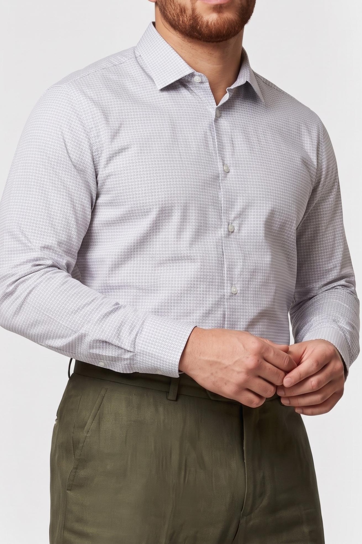 Calvin Klein Slim Essential Poplin Shirt Grey Multi Taille: 43 | Chemises d'affaires Outlet | Homme | Gris