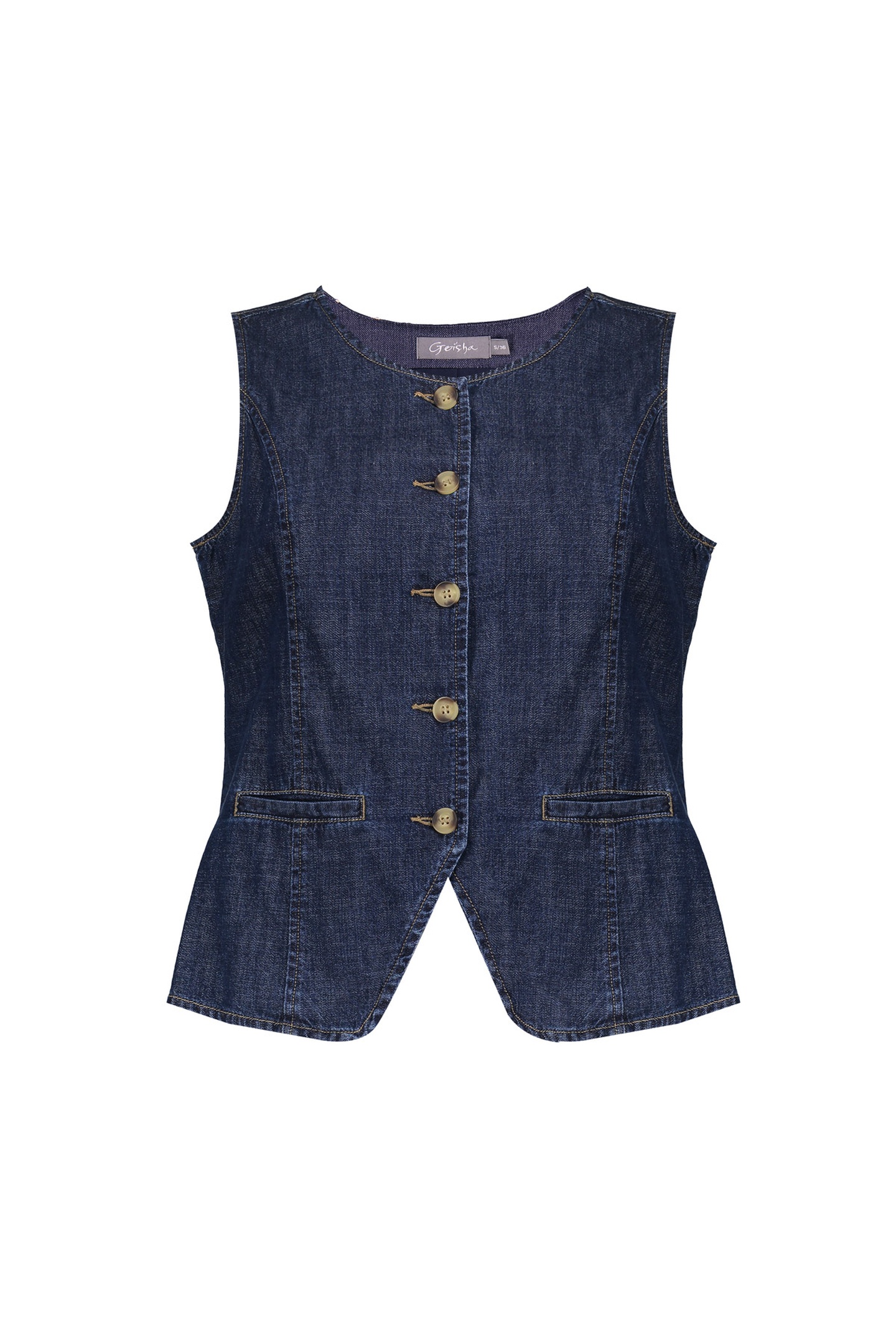 Geisha Jeans Vest Dark Blue Denim Washed Maat: S | Gilets Outlet | Dames | Blauw