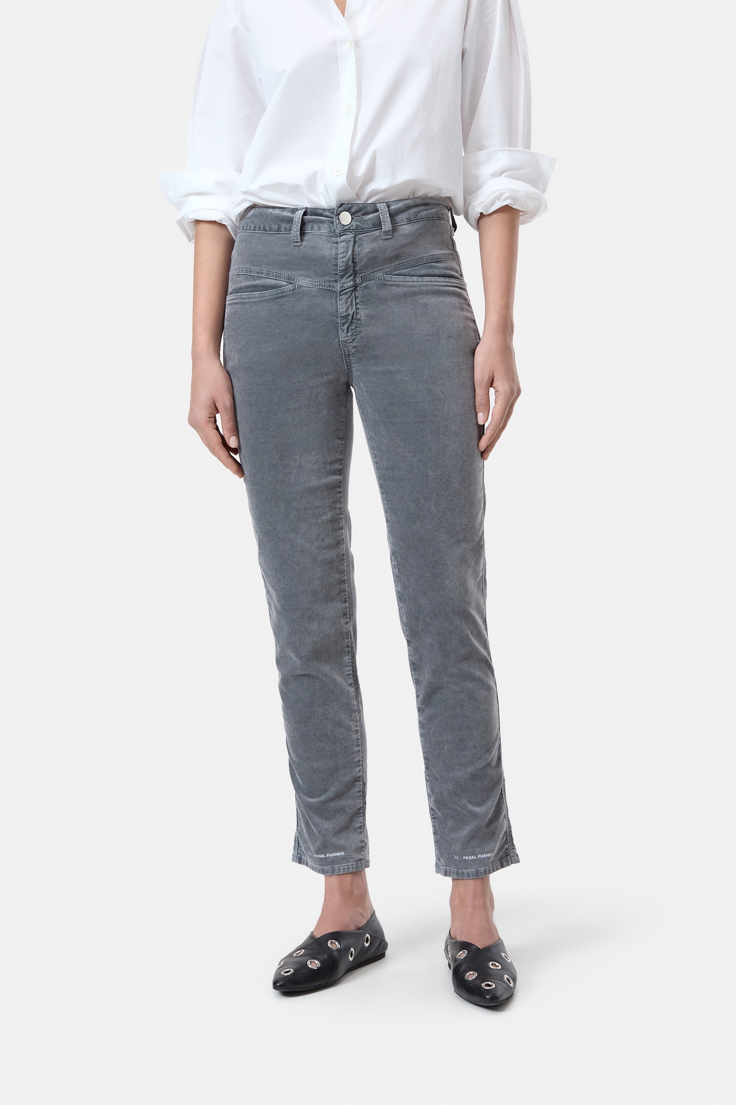 Closed Pedal Pusher Pants Rain Maat: W28L32 | Straight Broeken Outlet | Dames | Grijs