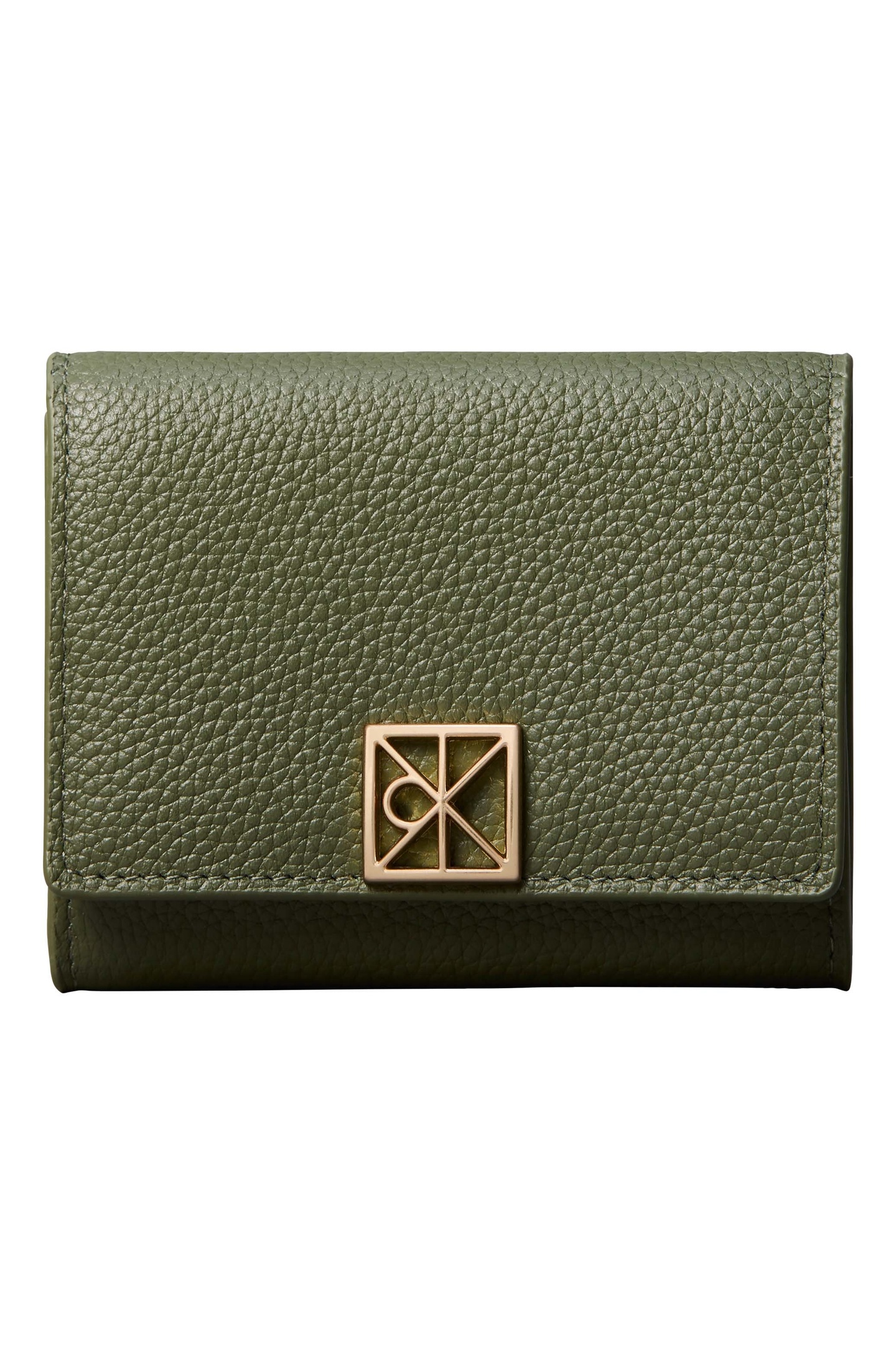 Calvin Klein Emblem Hardware Pebble Trifold Wallet Cypress Maat: OS | Portemonnees Outlet | Dames | Groen