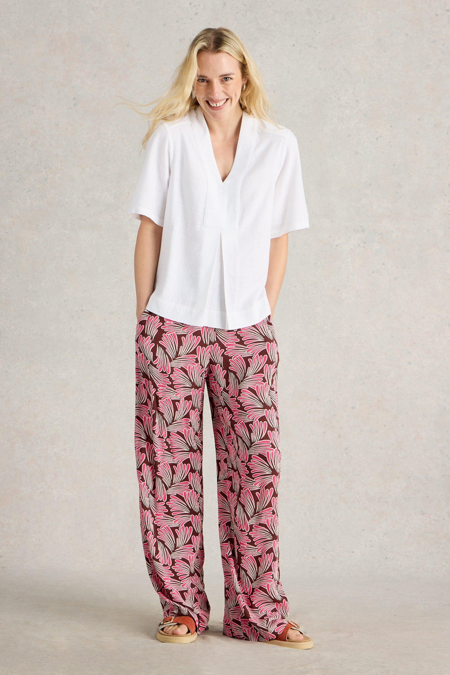 White Stuff Celia Mix Ss Shirt Brilliant White Maat: 8 | Blouses Outlet | Dames | Wit