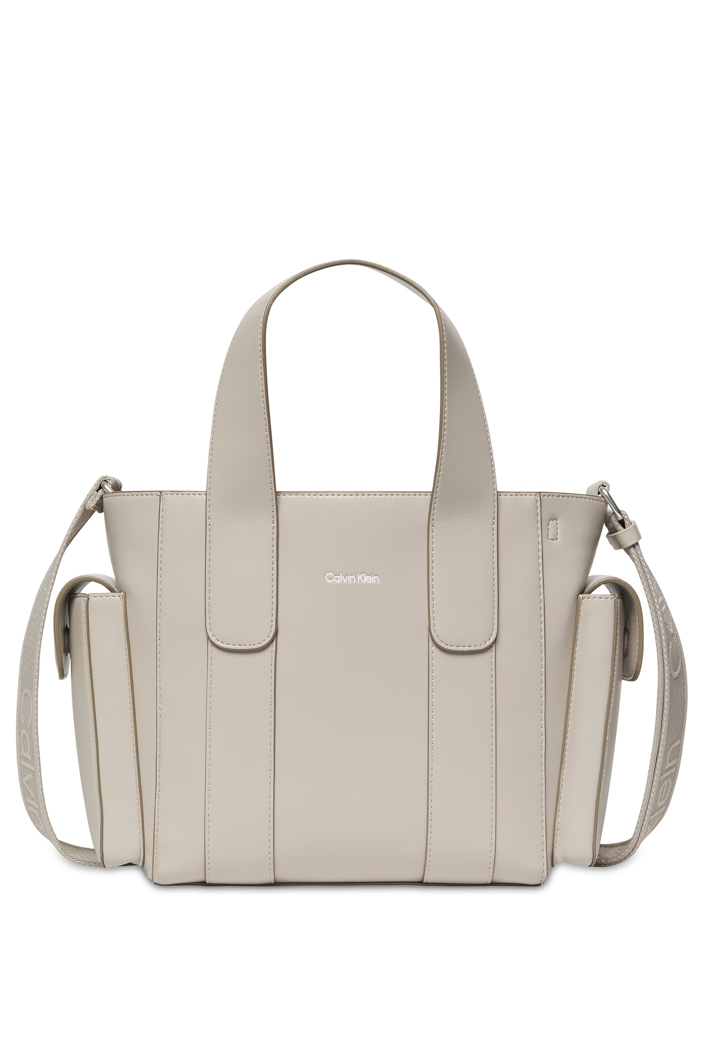 Calvin Klein Webbing Strap Small Tote Chateau/old Silver Maat: OS | Handtassen Outlet | Dames | Beige
