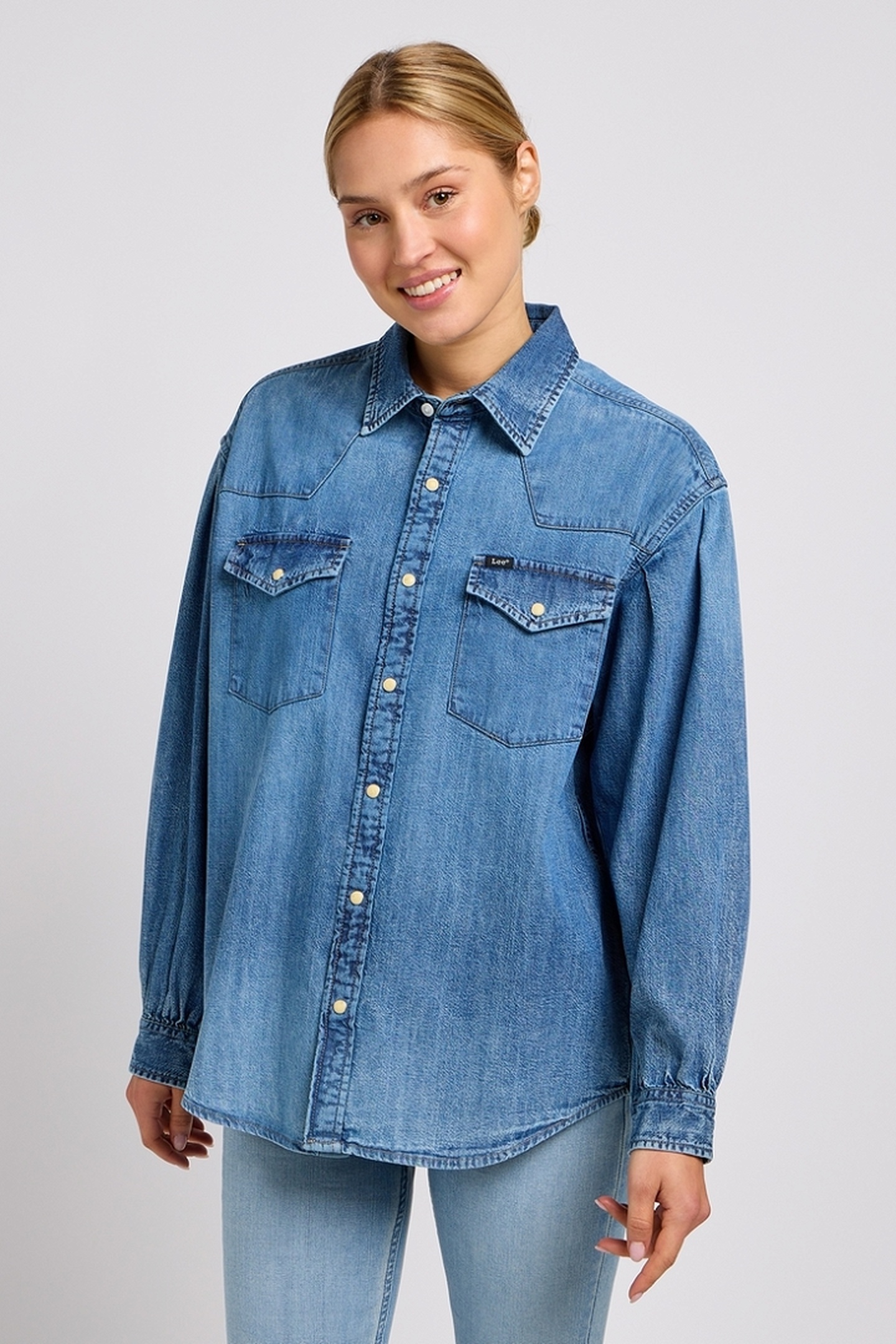 Lee Loose Western Shirt Gravity Waves Maat: S | Overhemden Outlet | Dames | Blauw