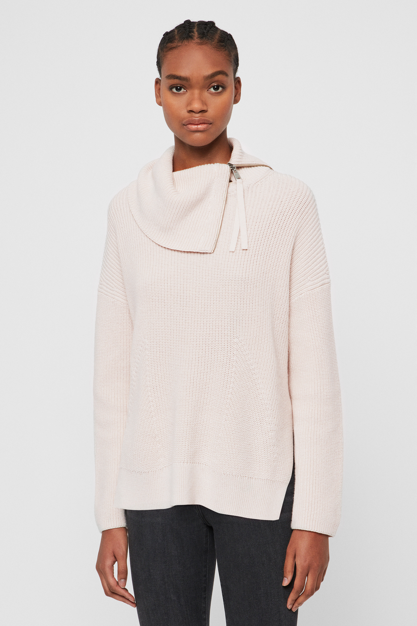 AllSaints Kadine Roll Neck Hush Pink Maat: S | Sweaters Outlet | Dames | Roze