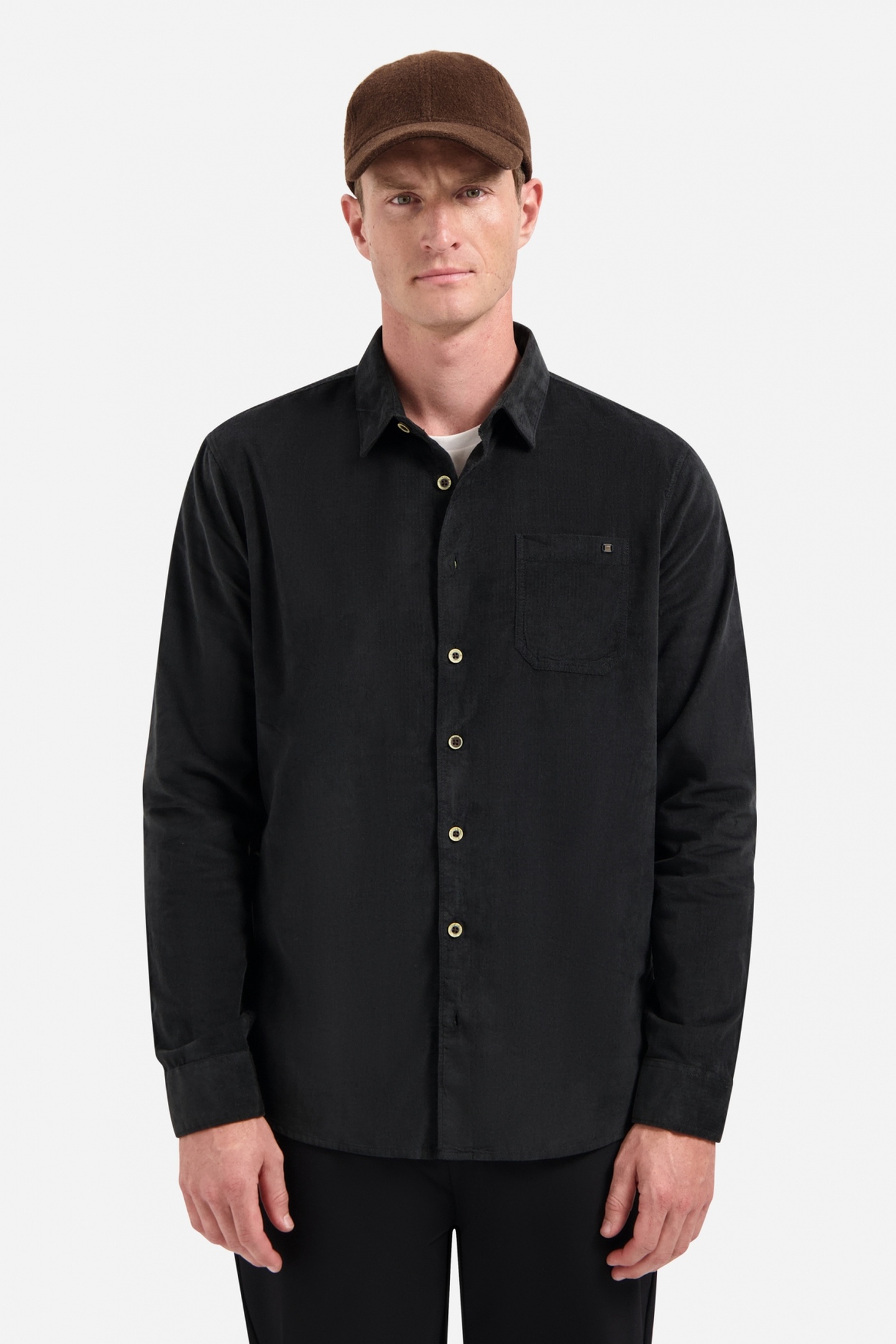 No Excess Shirt Solid Fine Herringbone Black Maat: L | Casual Overhemden Outlet | Heren | Zwart
