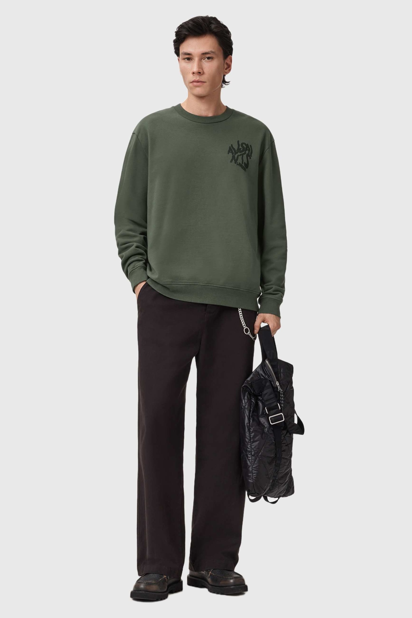 AllSaints Orlando Crew Garnet Green Maat: S | Sweaters Outlet | Heren | Groen