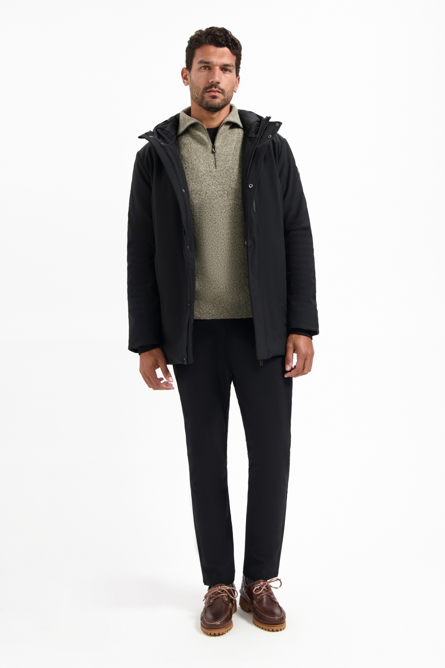 No Excess Pullover Wing Collar Half Zip Soft Woolblend Sand Größe: S | Pullover Outlet | Herren | Braun