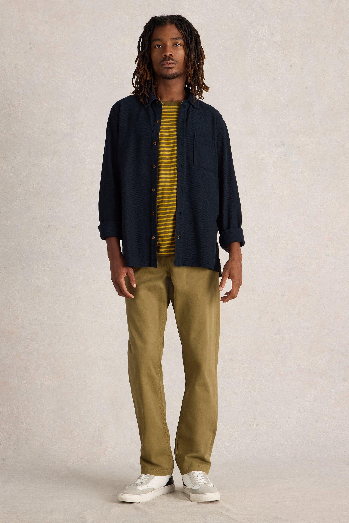 White Stuff Textured Jersey Shirt Dark Navy Maat: XXL | Casual Overhemden Outlet | Heren | Blauw