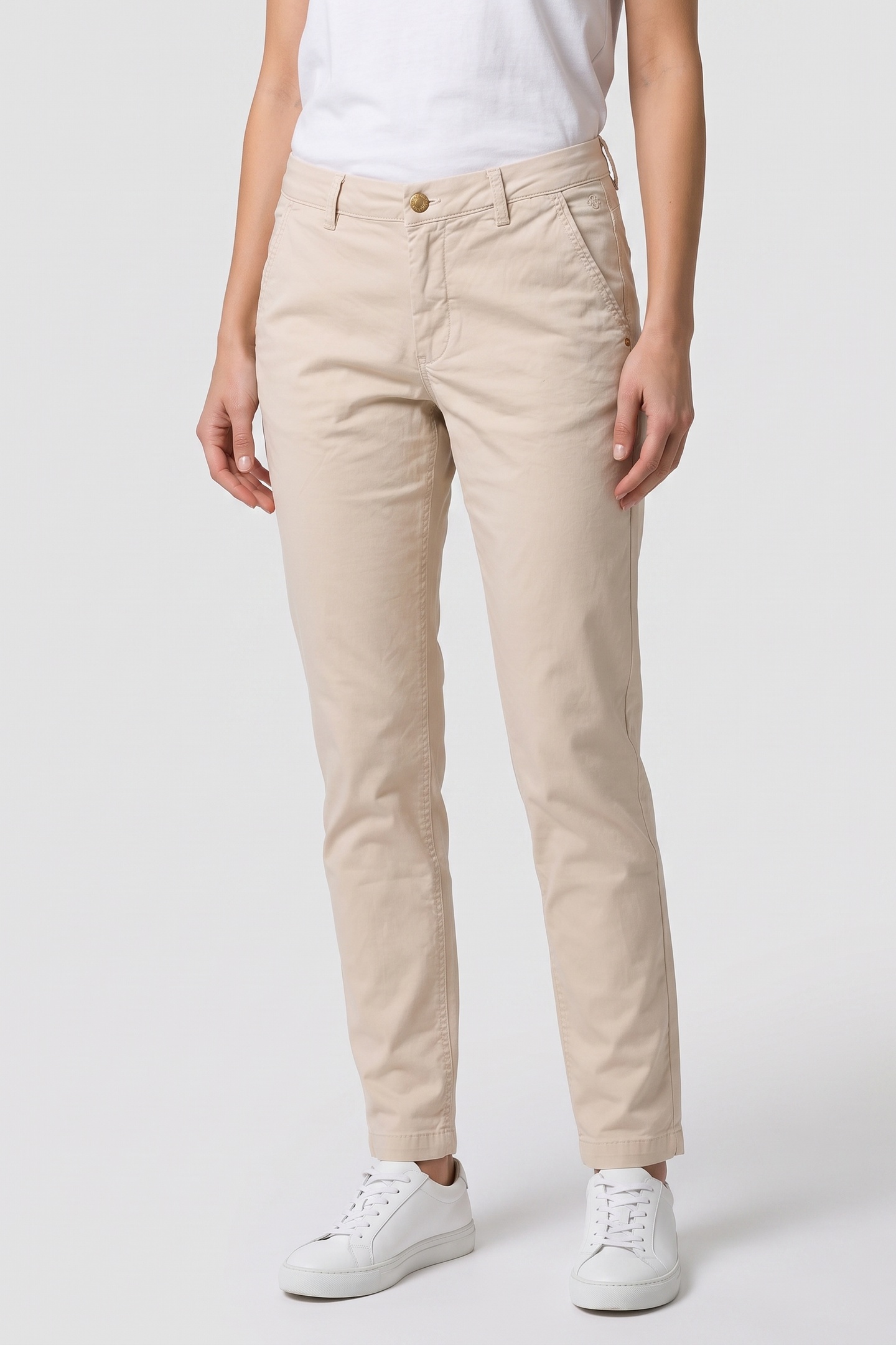 Summum Woman Slim Chino Peach Stretch Sateen Ivory Taglia: 34 | Pantaloni chino Outlet | Donna | Arancia