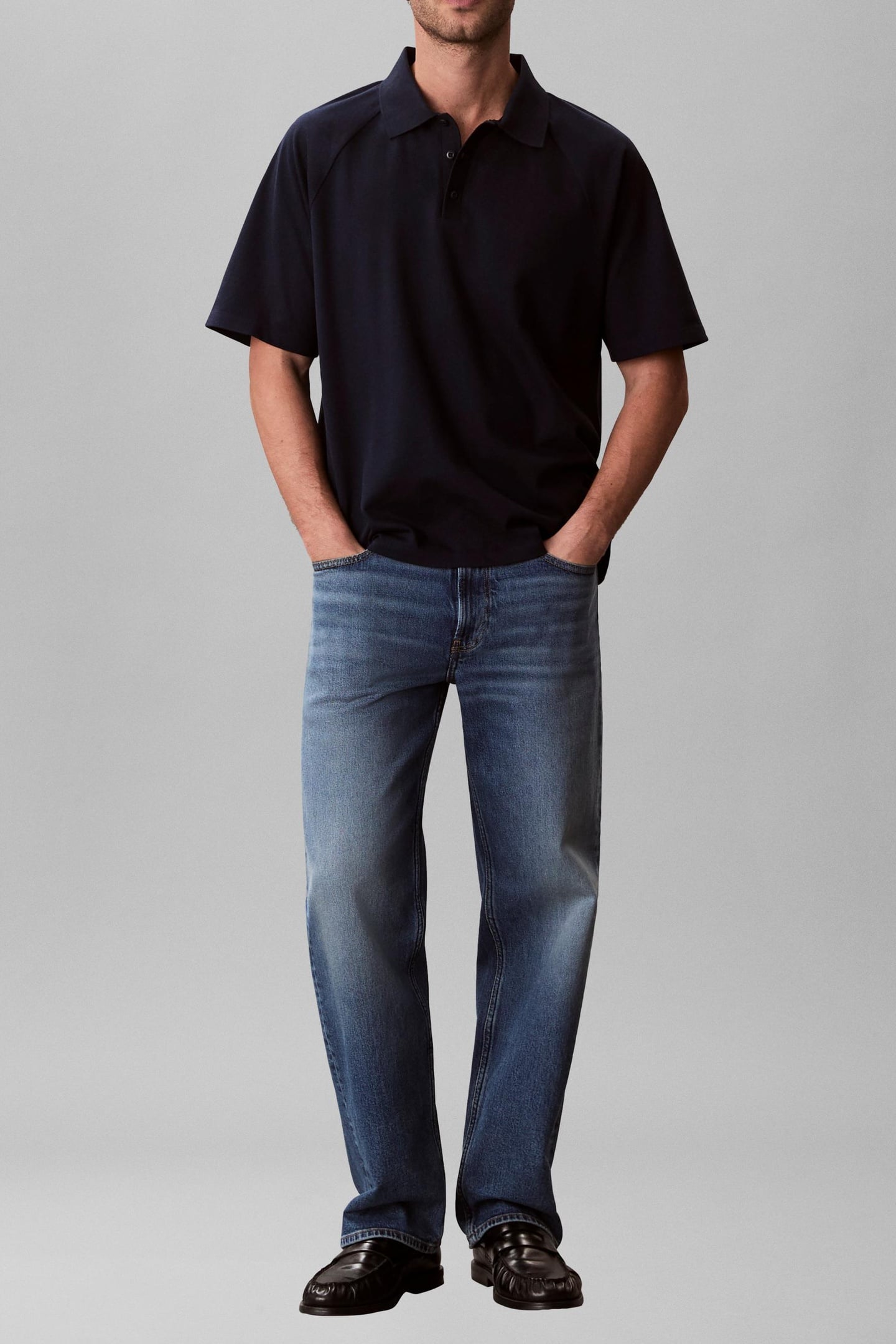 Calvin Klein Ss Easy Bar Jacquard Polo Dark Sapphire Größe: XL | Poloshirts Outlet | Herren | Blau