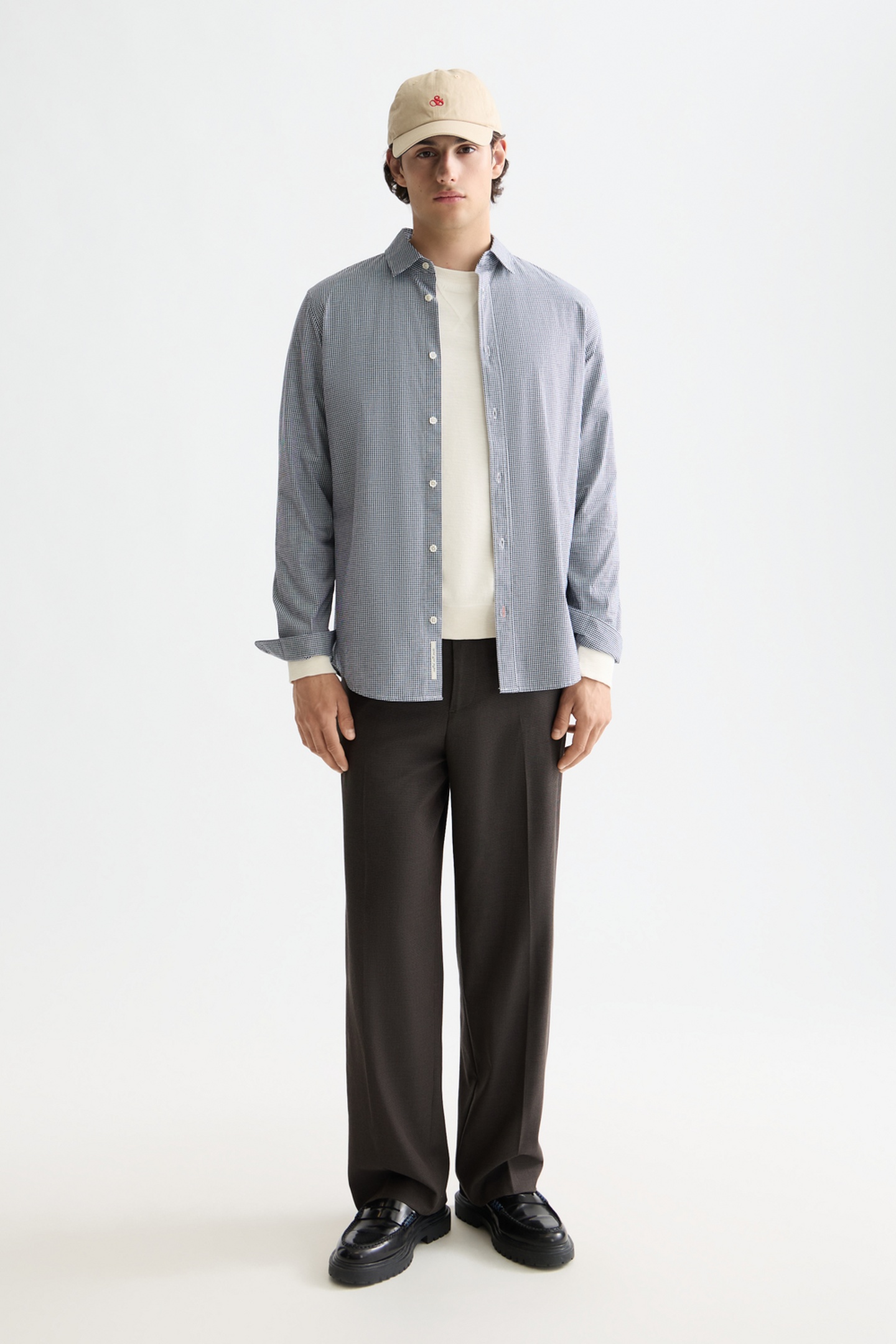 Scotch & Soda Micro-check Poplin Shirt Peacoat Micro Check Maat: M | Casual Overhemden Outlet | Heren | Blauw