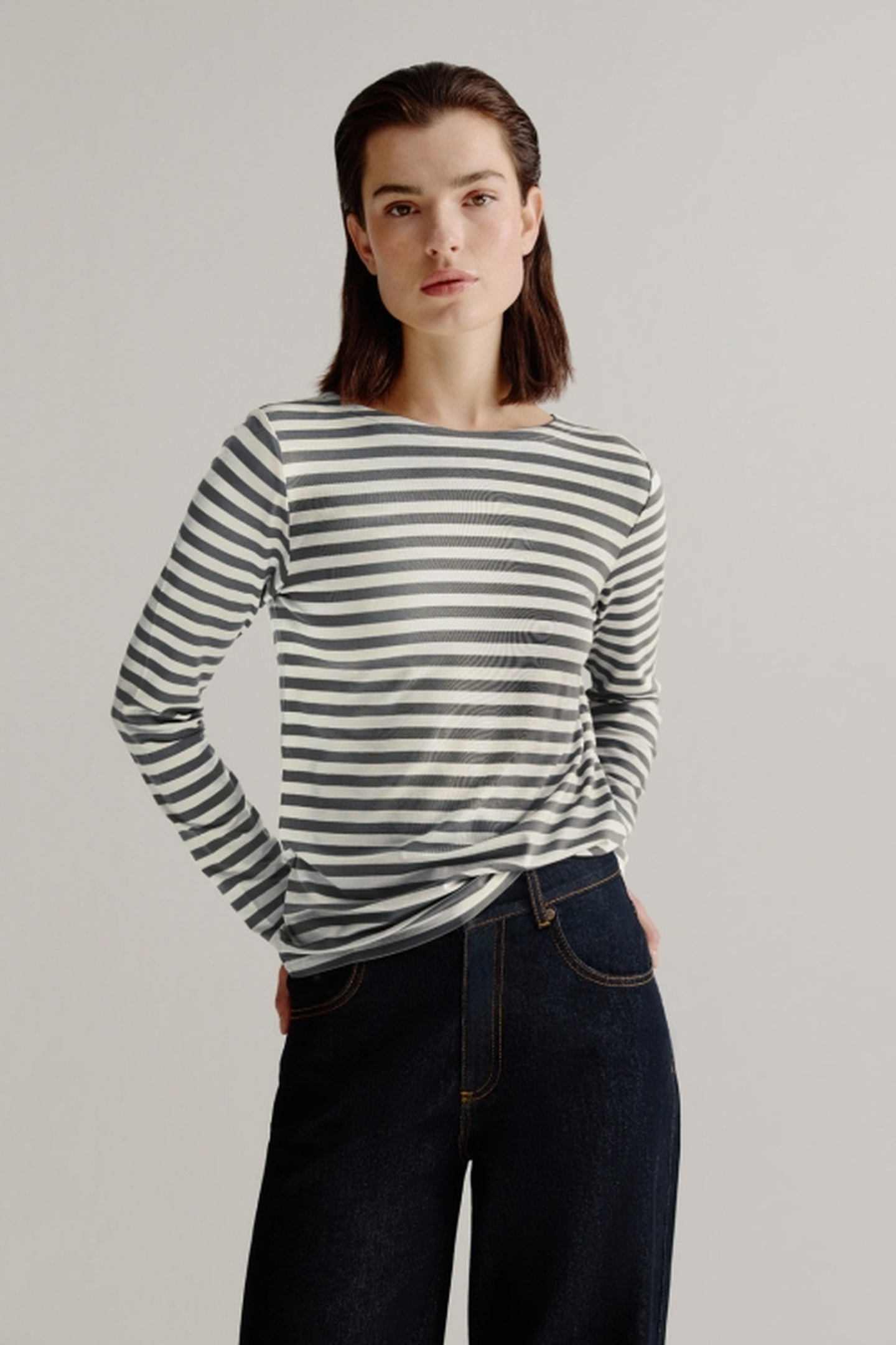 Josephine & Co Aline T-shirt Stripe Steel Grey Taglia: XS | Maglie a manica lunga Outlet | Donna | Grigio