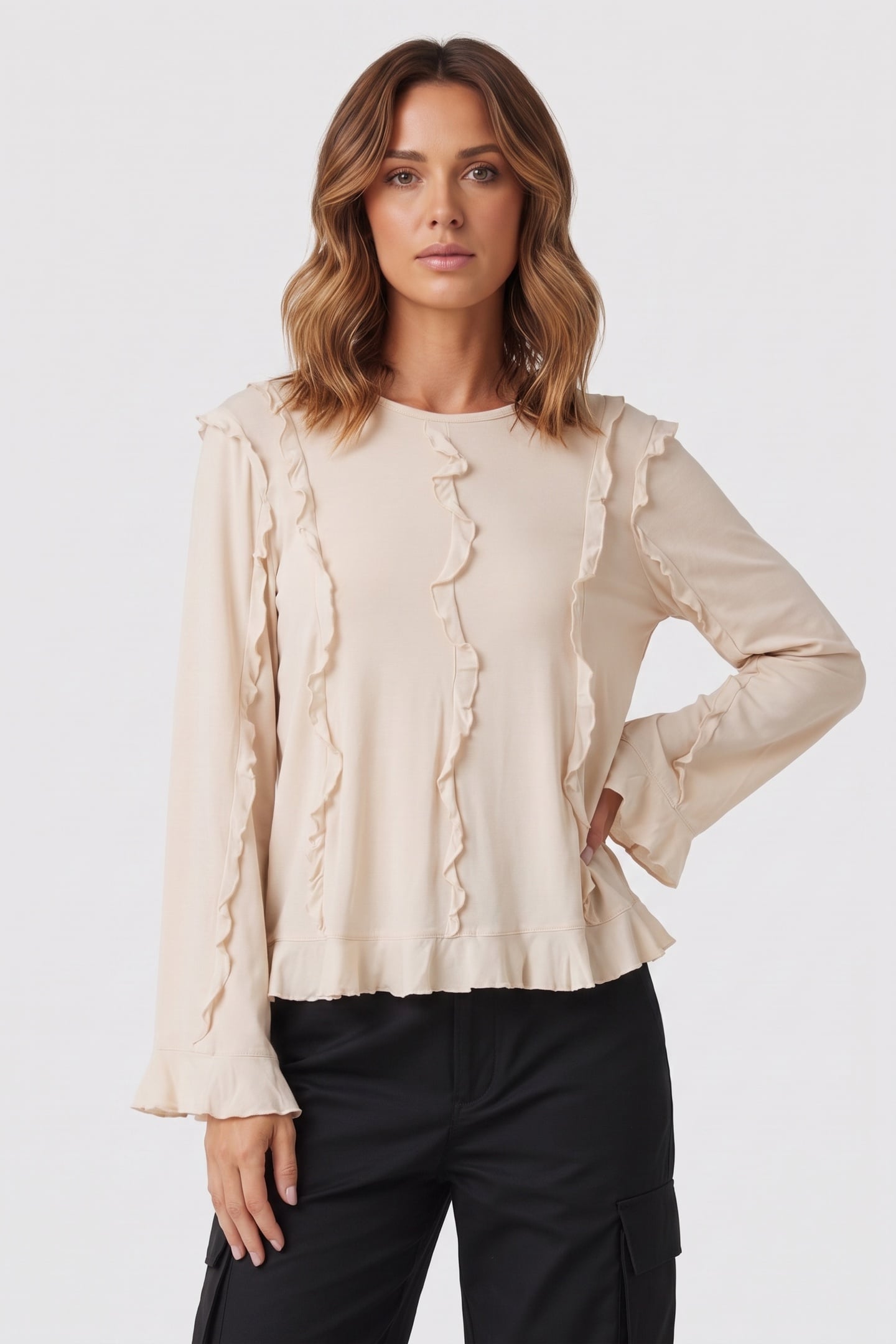 ARKET Melba Top Beige Maat: XS | Longsleeves Outlet | Dames | Beige