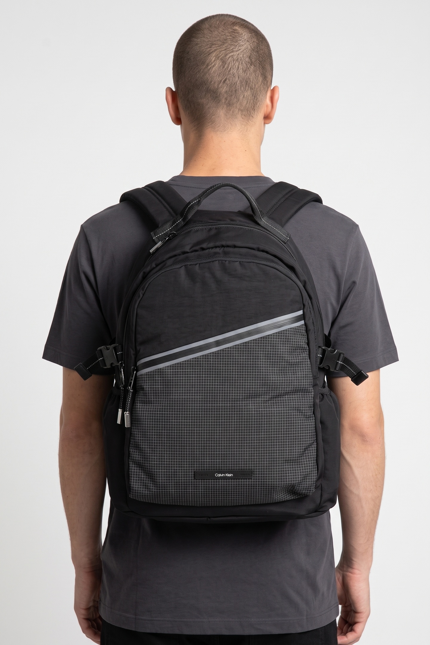 Calvin Klein Striped Utility Zip Backpack Black Maat: OS | Rugzakken Outlet | Heren | Zwart