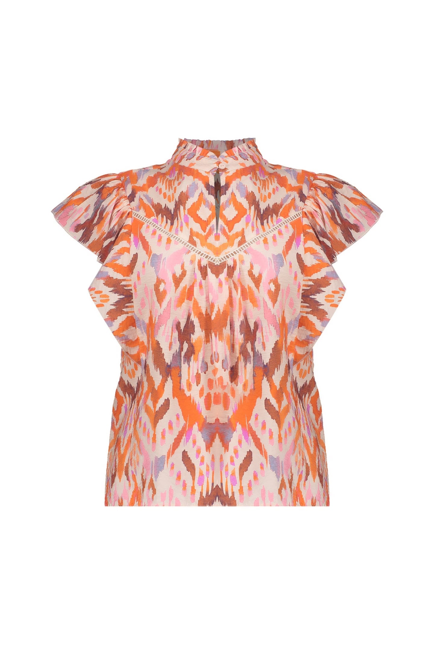 Geisha Top Ecru/mandarine Red/lila Maat: M | Blouses Outlet | Dames | Paars