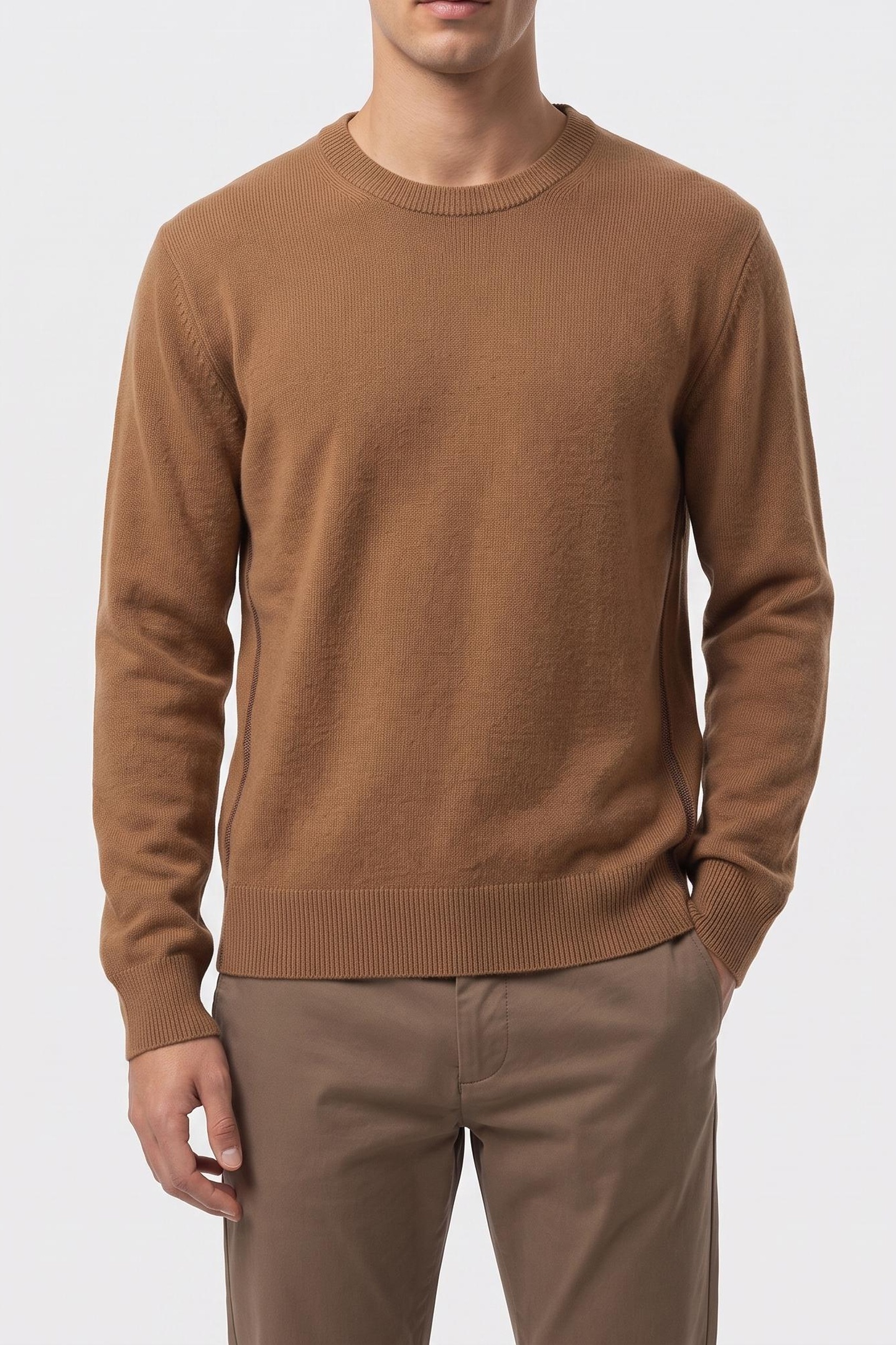 The Kooples Pull Col Round Detail Brilliant Dark Camel Maat: M | Sweaters Outlet | Heren | Bruin