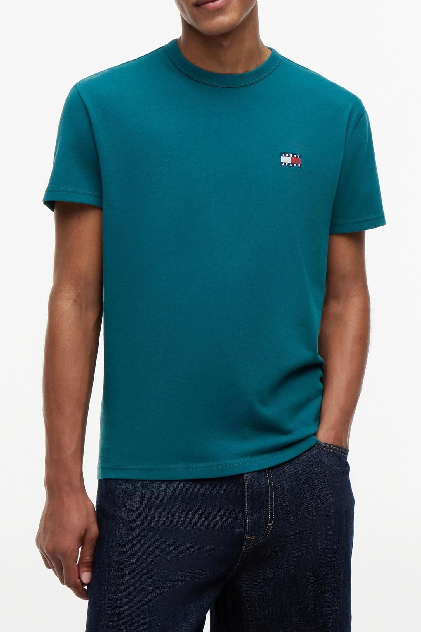 Tommy Hilfiger Regular Badge Tee Ex Polar Teal Maat: XXL | Basic T-Shirts Outlet | Heren | Blauw