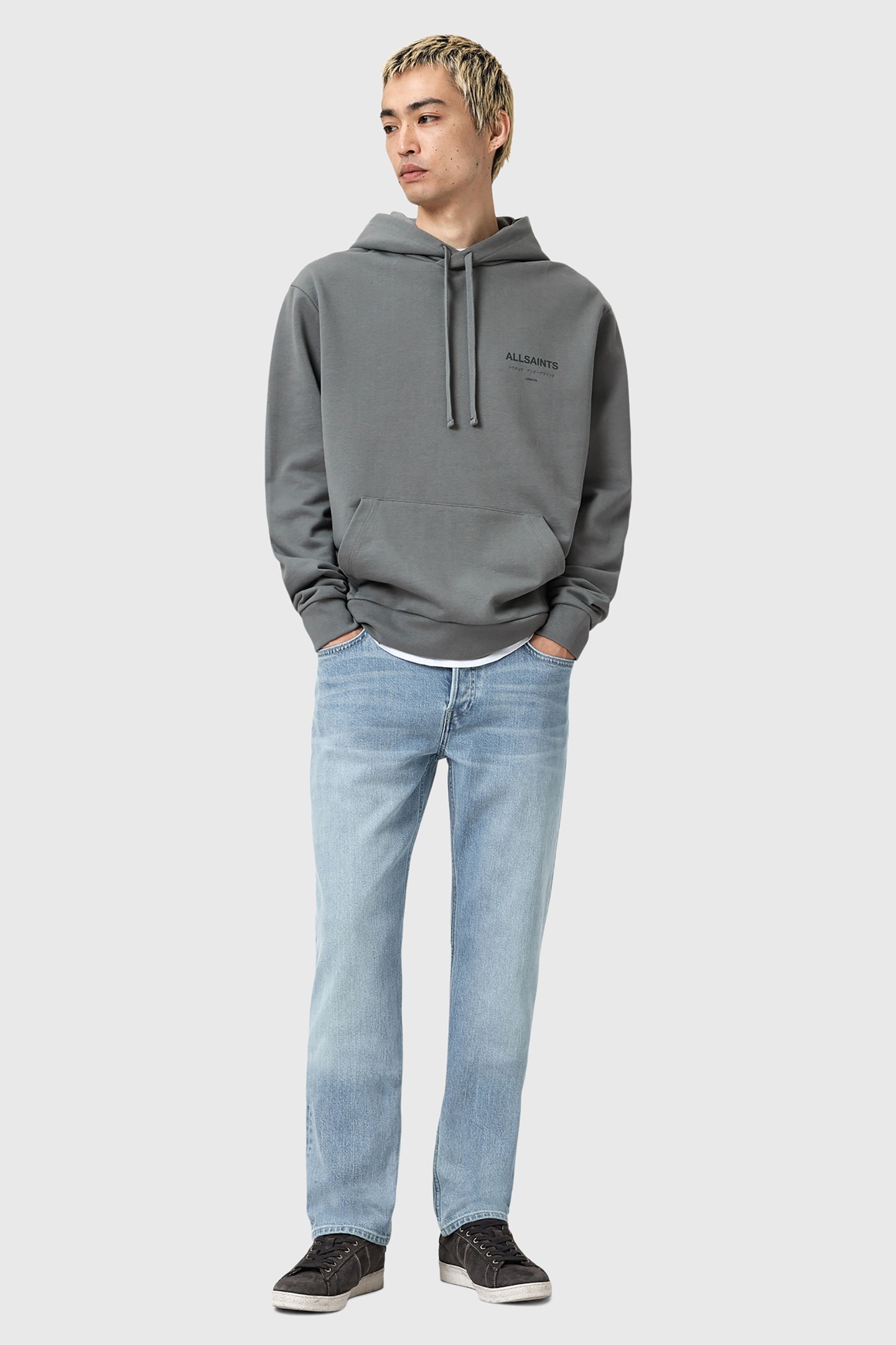 AllSaints Underground Oth Hood Gastor Green Maat: XXL | Hoodies Outlet | Heren | Grijs