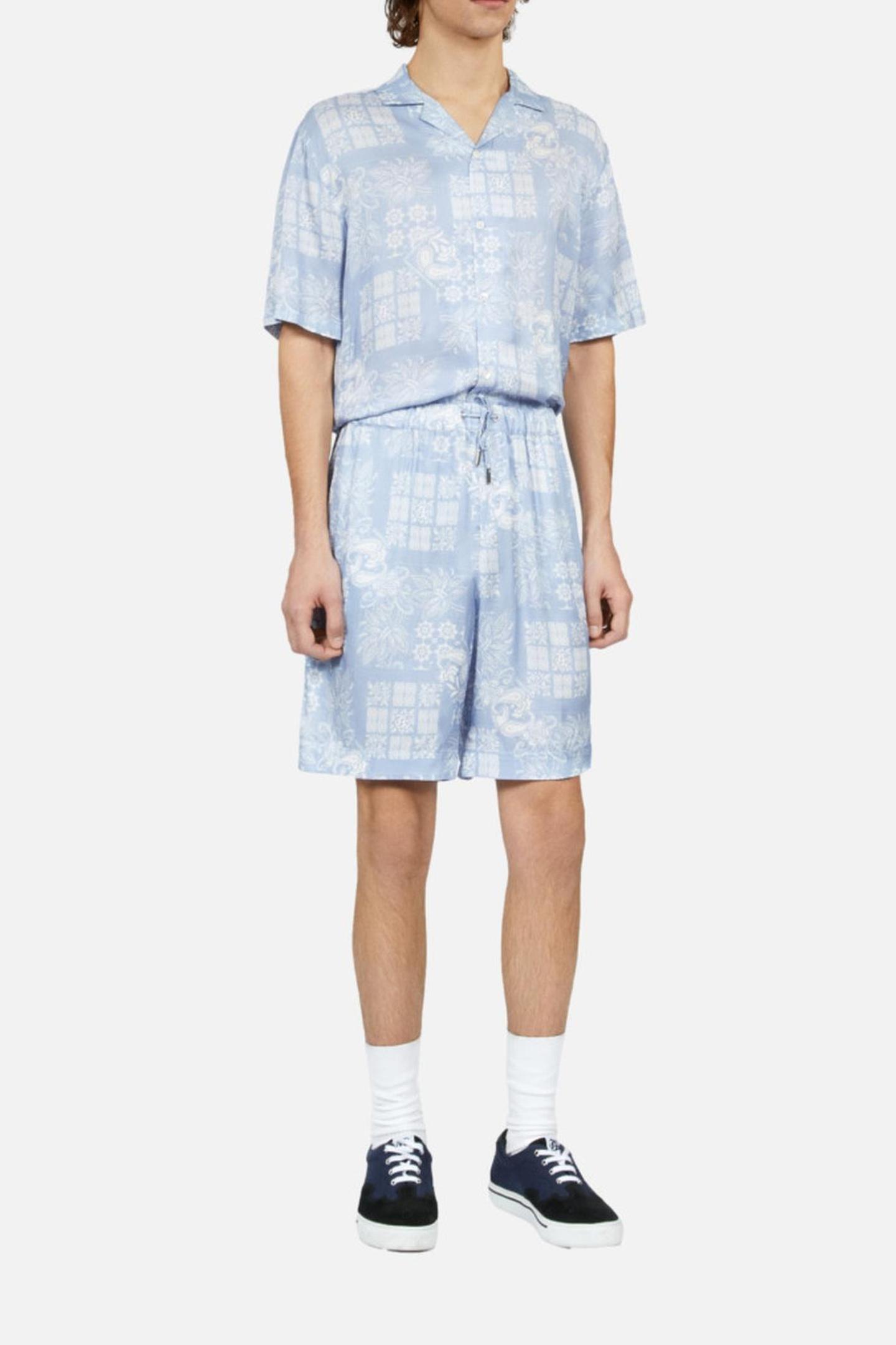 The Kooples Shorts With Elastic Waist White/skyblue Maat: 40 | Korte Broeken Outlet | Heren | Blauw