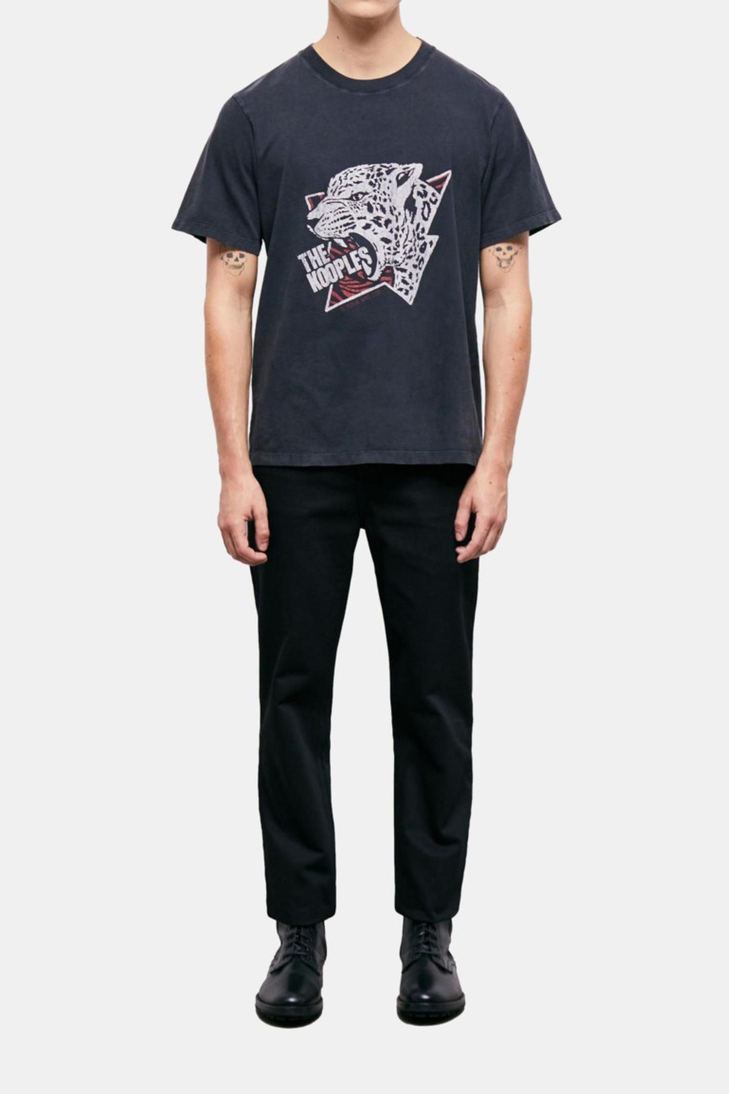 The Kooples T-shirt Mc Tiger Black Washed Maat: M | T-shirts met Print Outlet | Heren | Zwart