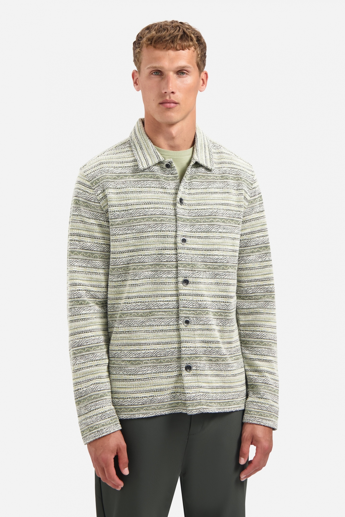 No Excess Shirt Jersey Jacquard Dark Green Maat: S | Casual Overhemden Outlet | Heren | Groen