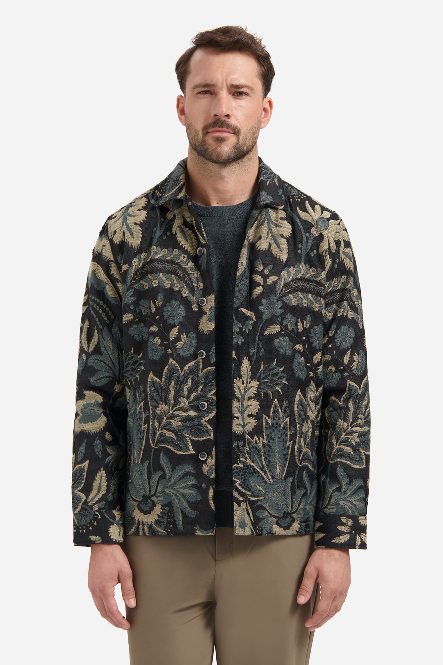 No Excess Overshirt Buttons Jacquard Black Maat: M | Casual Overhemden Outlet | Heren | Zwart