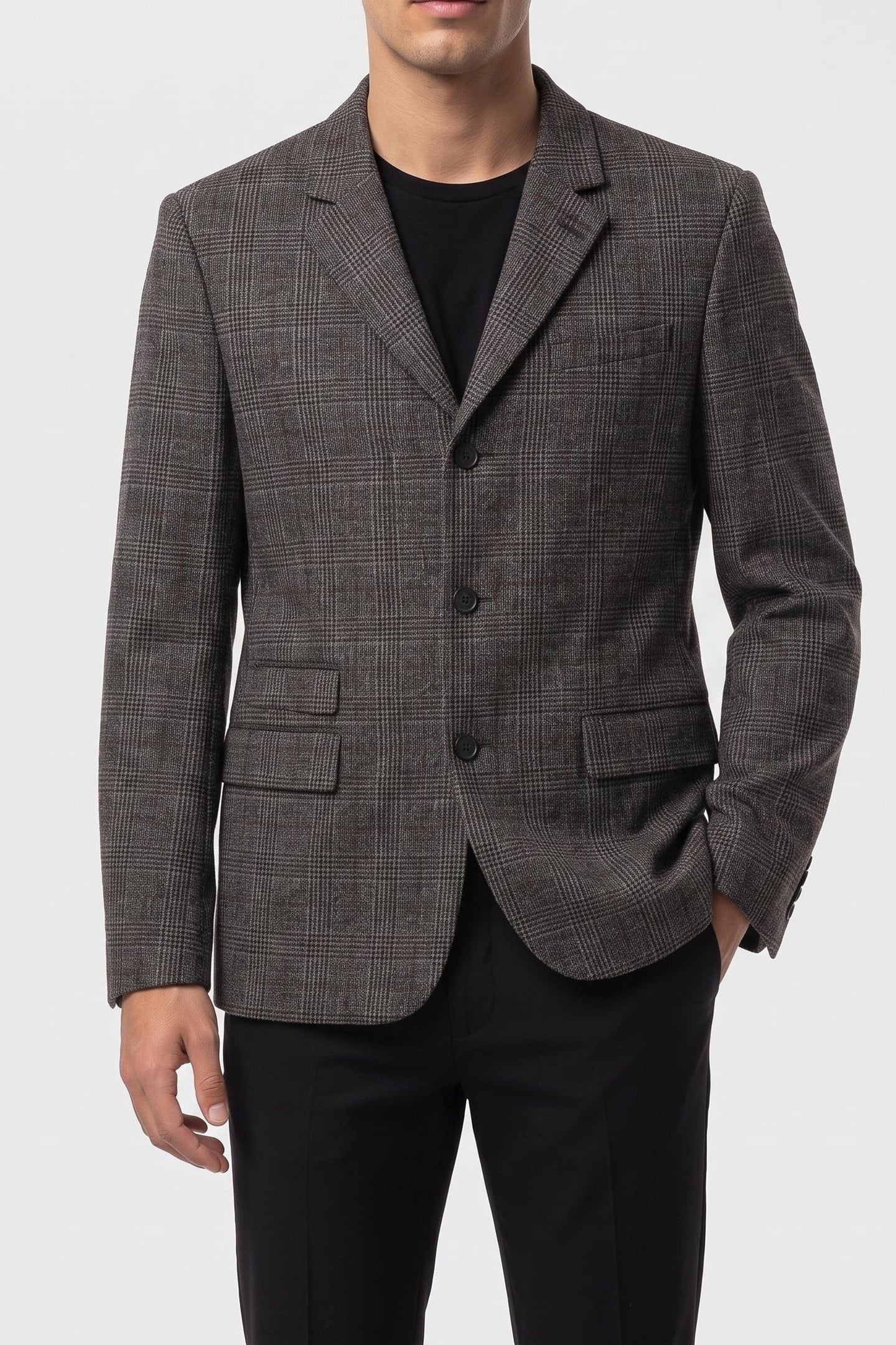 The Kooples Loose-fitting Jacket W 3 Buttons And 3 Pockets Brown / Black Maat: 52 | Blazers Outlet | Heren | Zwart