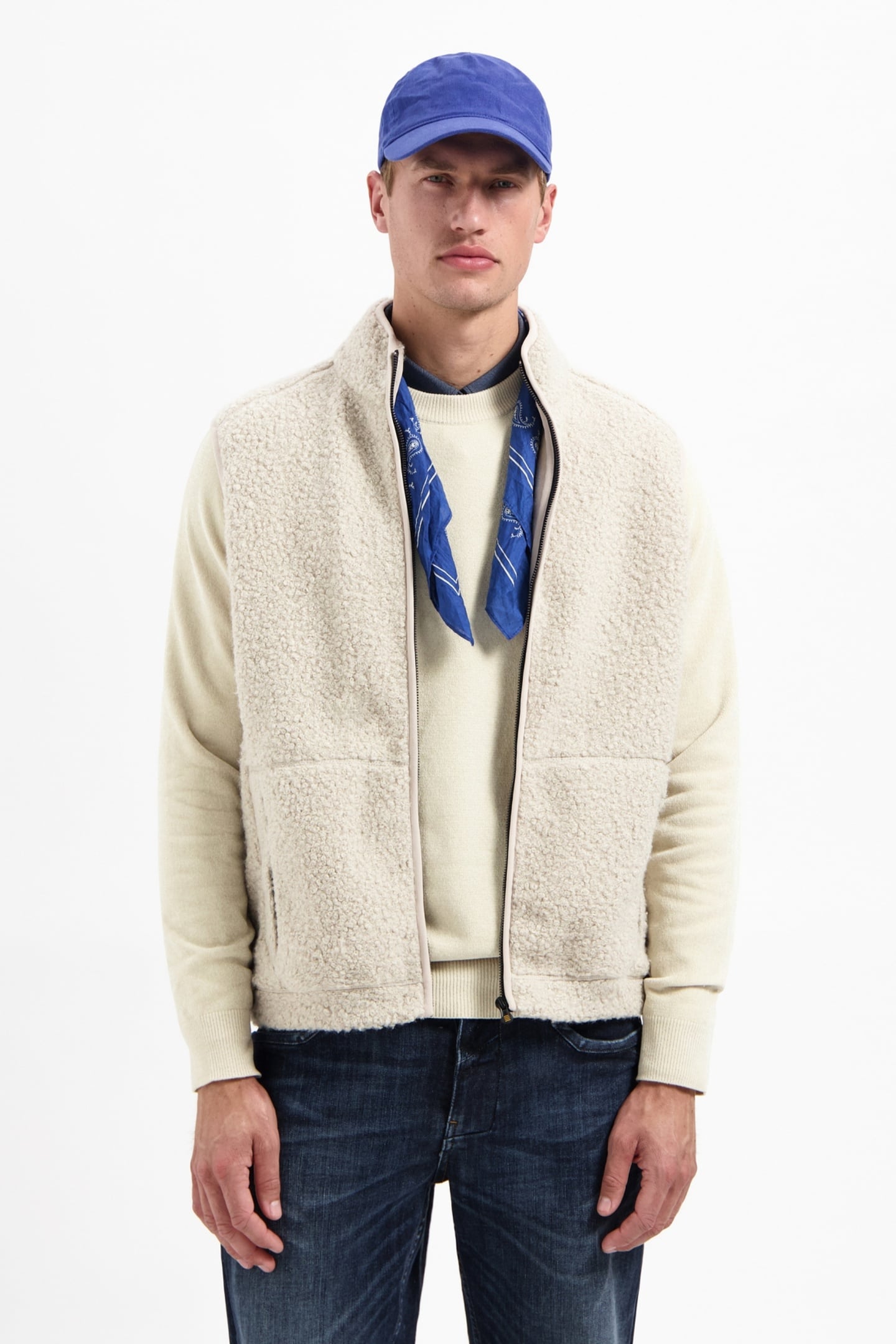 No Excess Sweater Vest Full Zip Teddy Sleeve Less Sand Maat: XL | Bodywarmers Outlet | Heren | Beige