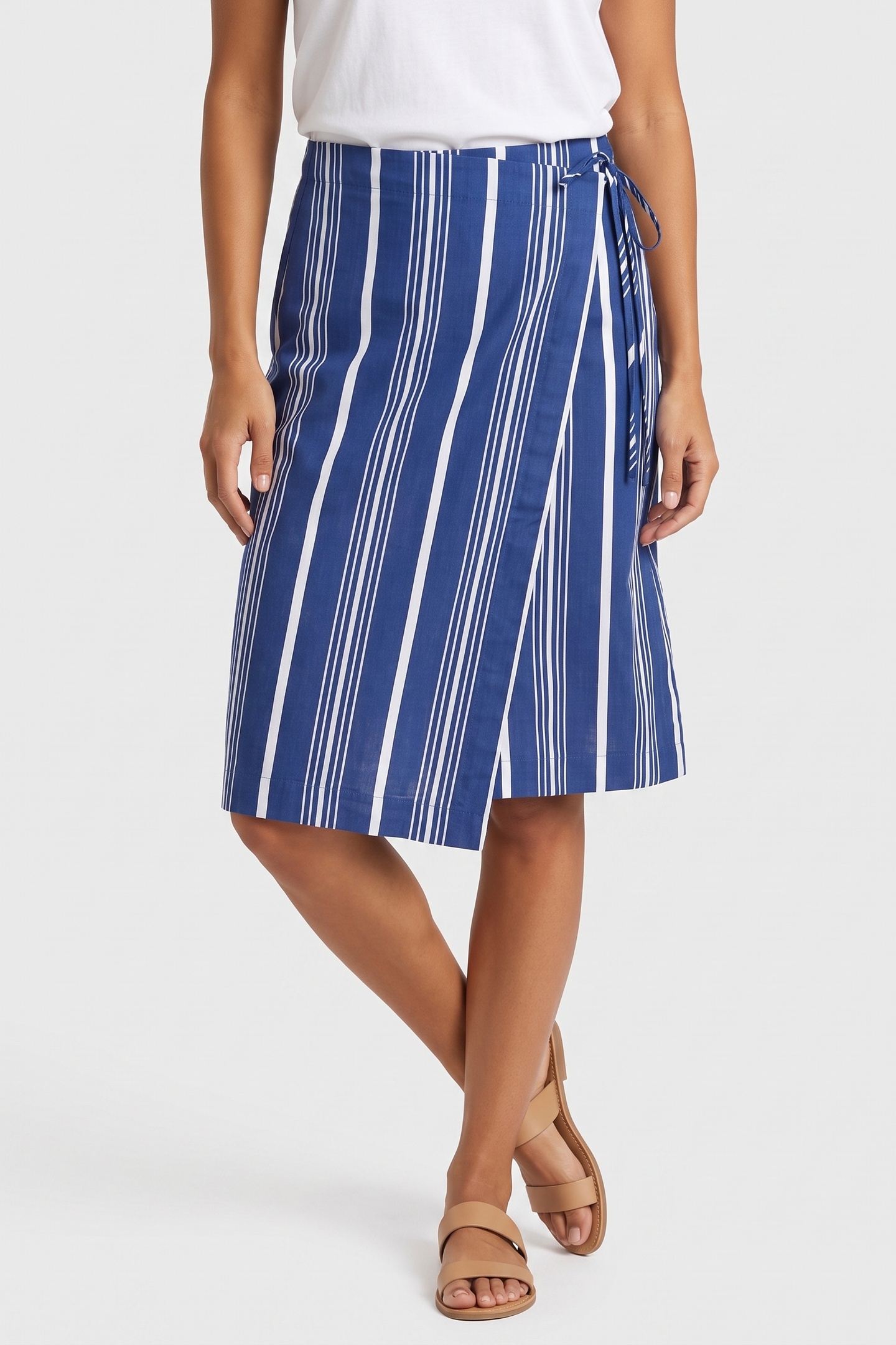 ARKET Jolanda Stripe Wrap Blue Maat: 36 | Midi Rokken Outlet | Dames | Blauw
