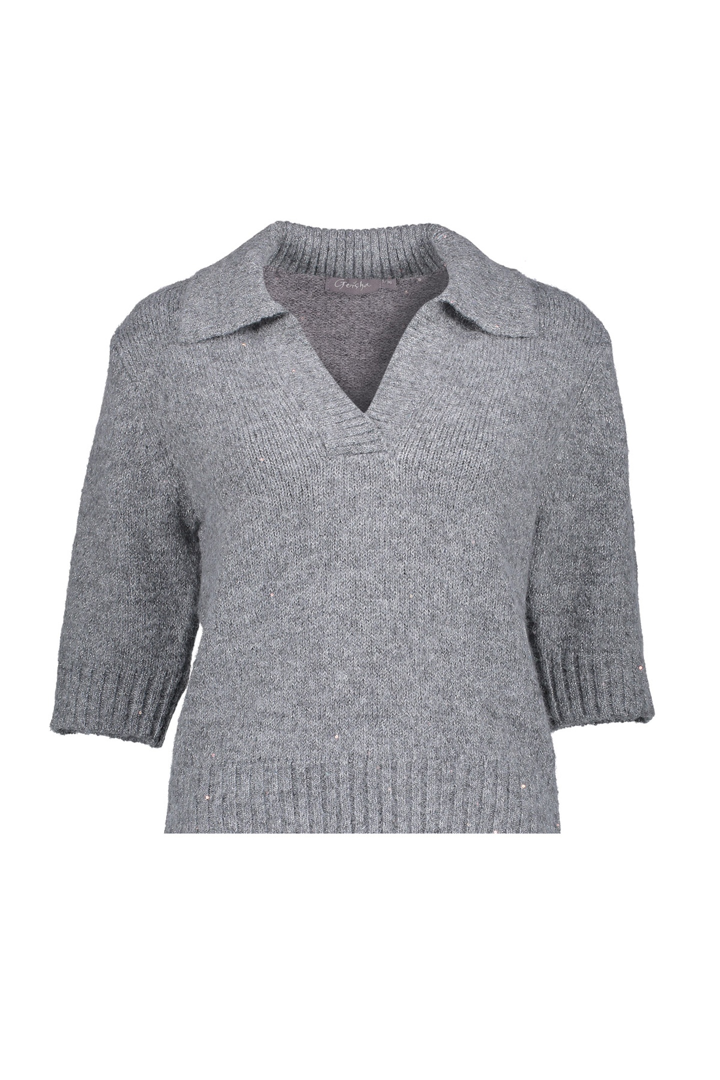 Geisha Pullover V-neck Lurex & Secq Grey/silver Maat: S | Sweaters Outlet | Dames | Grijs