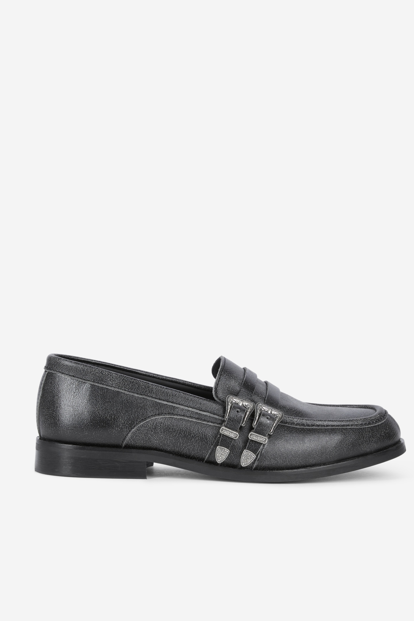 The Kooples Leather Moccasins With A Disturbed Effect Black Maat: 38 | Instappers Outlet | Dames | Zwart