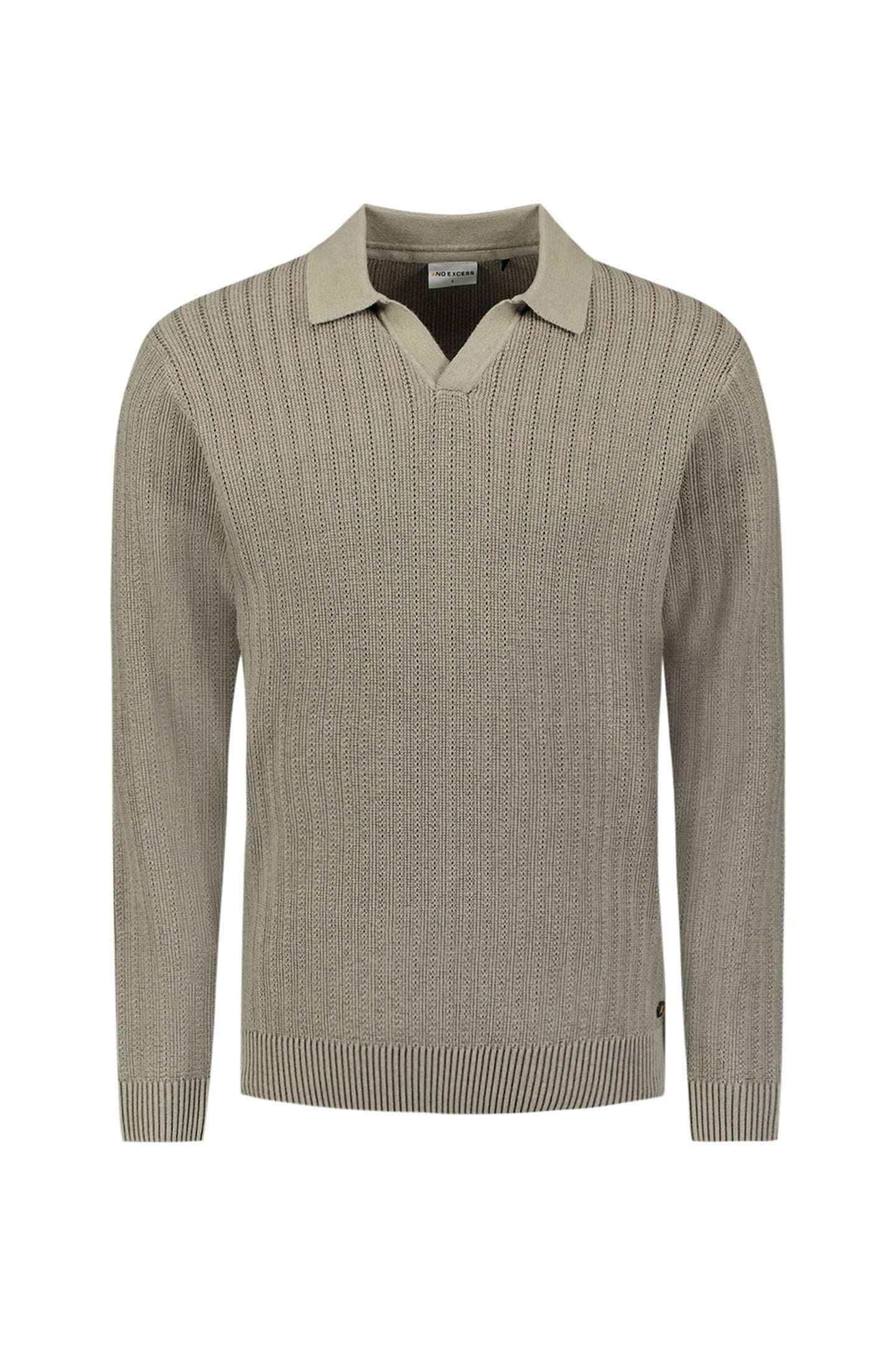 No Excess Pullover Open Polo Collar Relief Knit Clay Maat: L | Sweaters Outlet | Heren | Beige