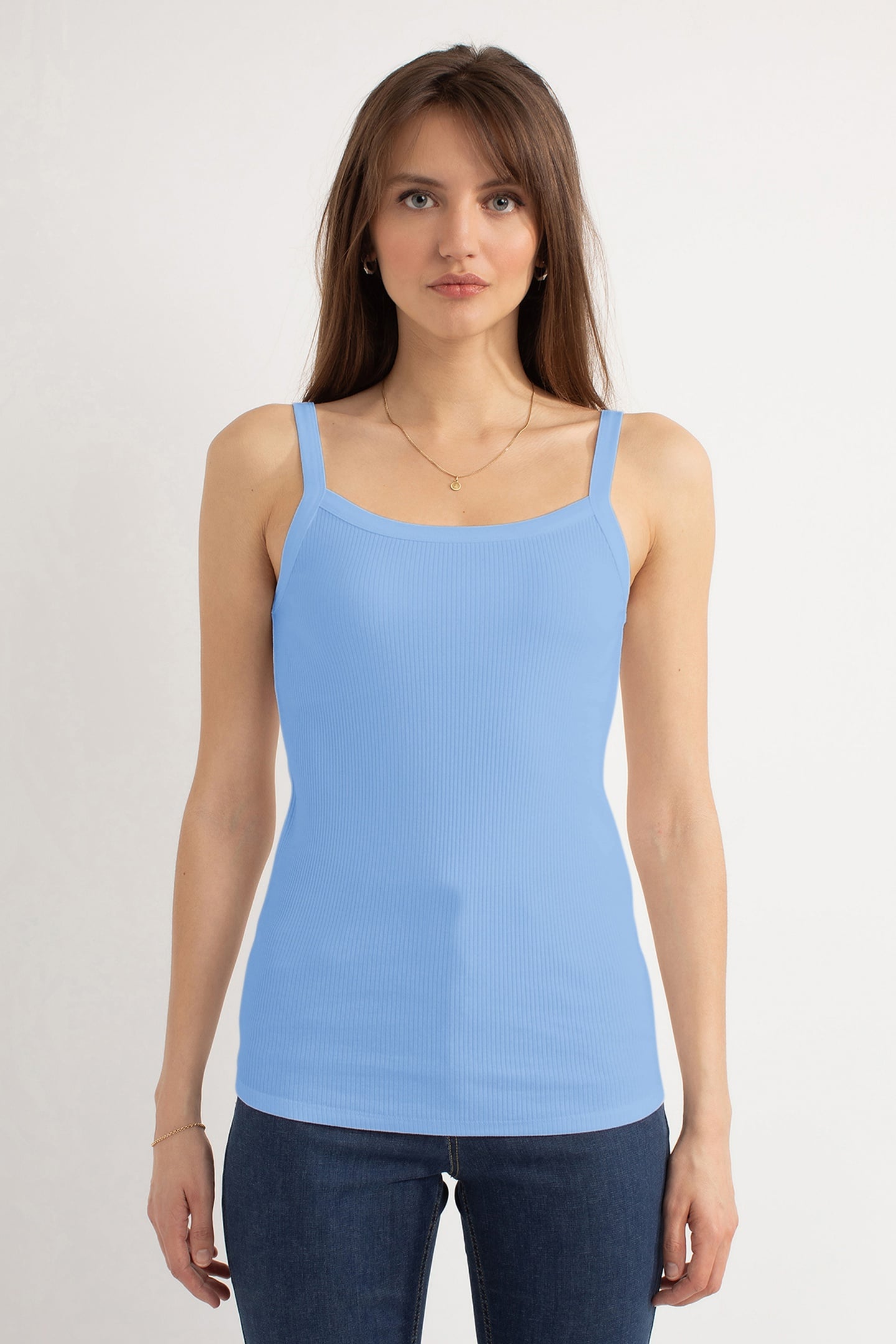 Josephine & Co Holly Tank Top Rib Light Blue Maat: S | Mouwloze Tops Outlet | Dames | Blauw