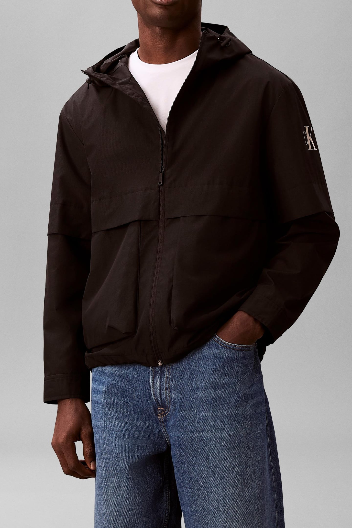 Calvin Klein Long Sleeve Ripstop Hooded Fleece Black Größe: XL | Trench Coats Outlet | Herren | Schwarz