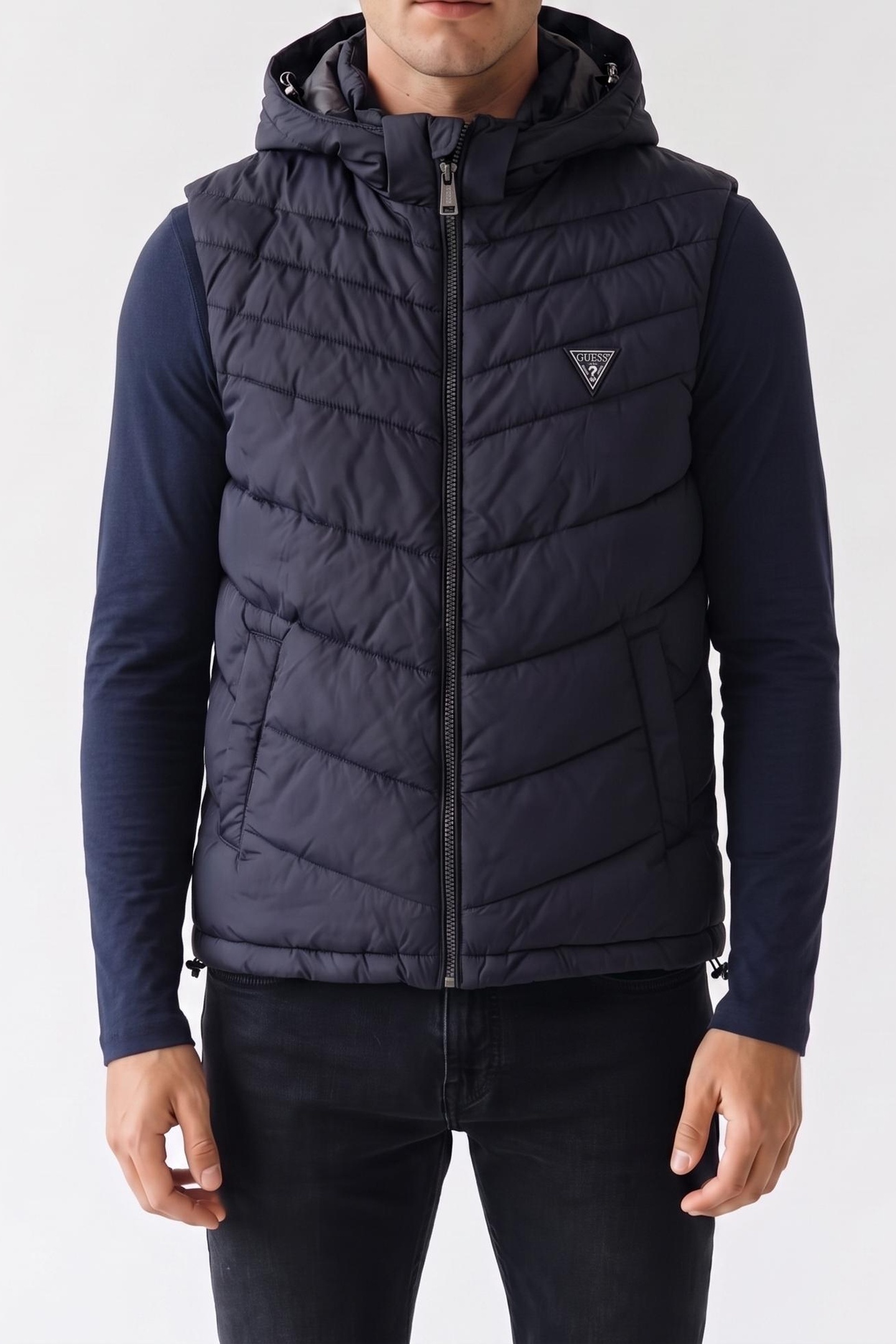 GUESS Eco Light Puffa Vest Smart Blue Maat: S | Bodywarmers Outlet | Heren | Blauw