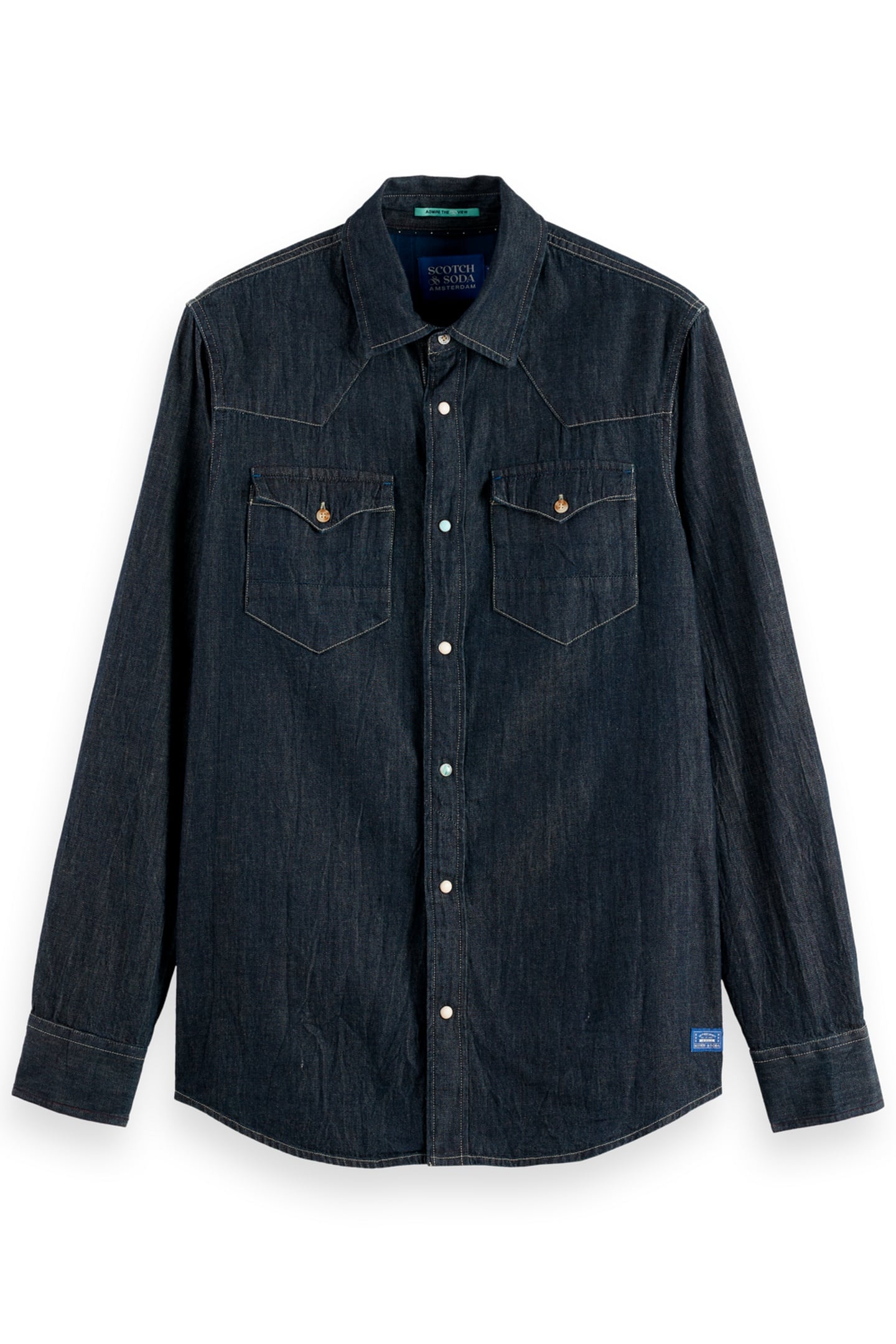 Scotch & Soda Regular Fit Western Shirt In Dark Denim — Paint It Blauw Maat: M | Casual Overhemden Outlet | Heren | Blauw