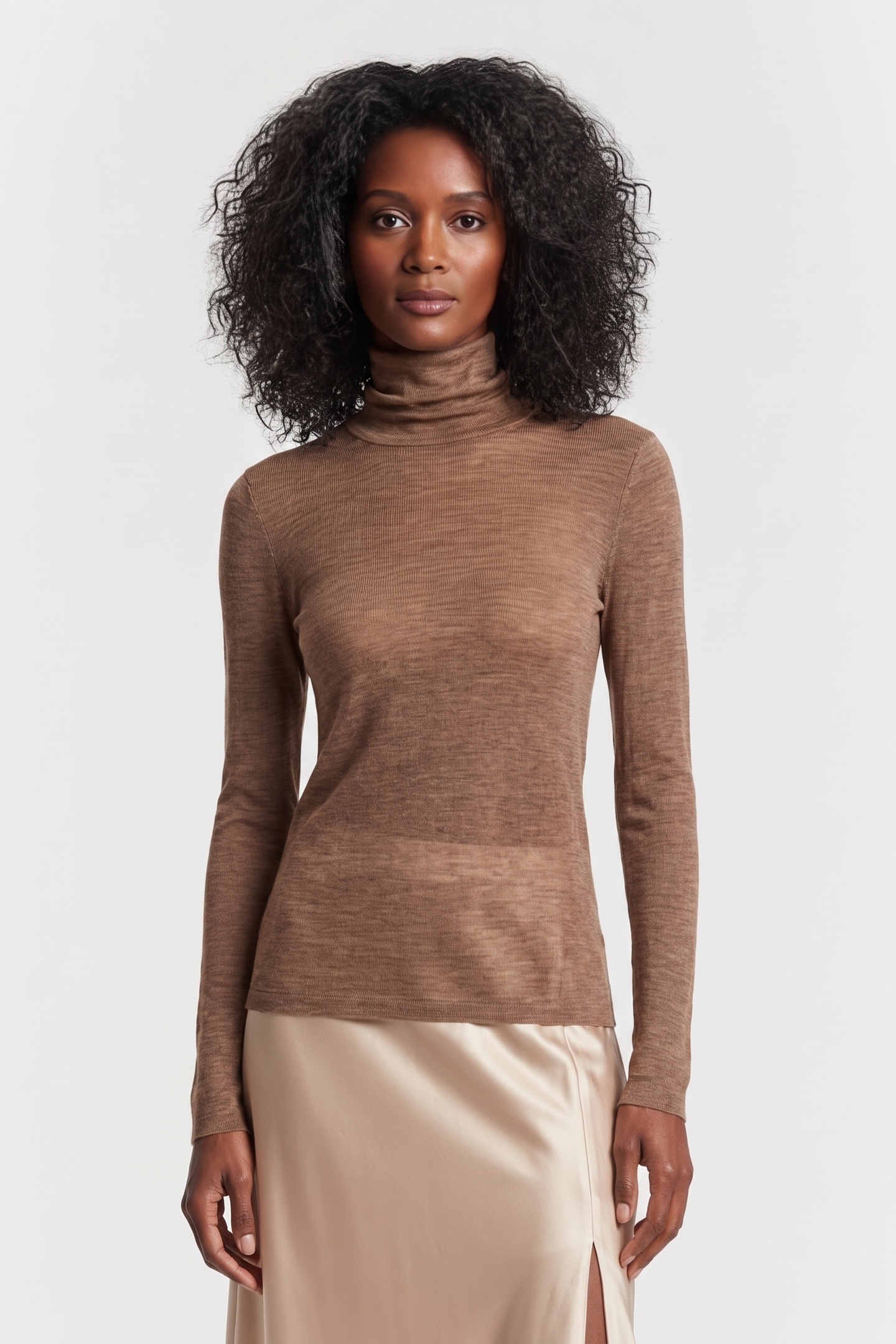 ARKET Malena Wool Rib Turtleneck Beige Maat: M | Longsleeves Outlet | Dames | Beige
