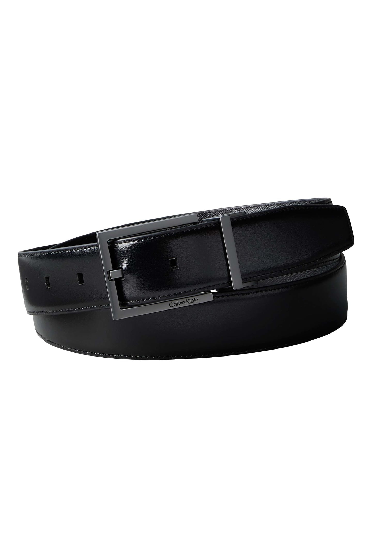 Calvin Klein Square Buckle Smooth Belt Black/dark Brown/matte Gunme Maat: 100 | Riemen Outlet | Heren | Zwart
