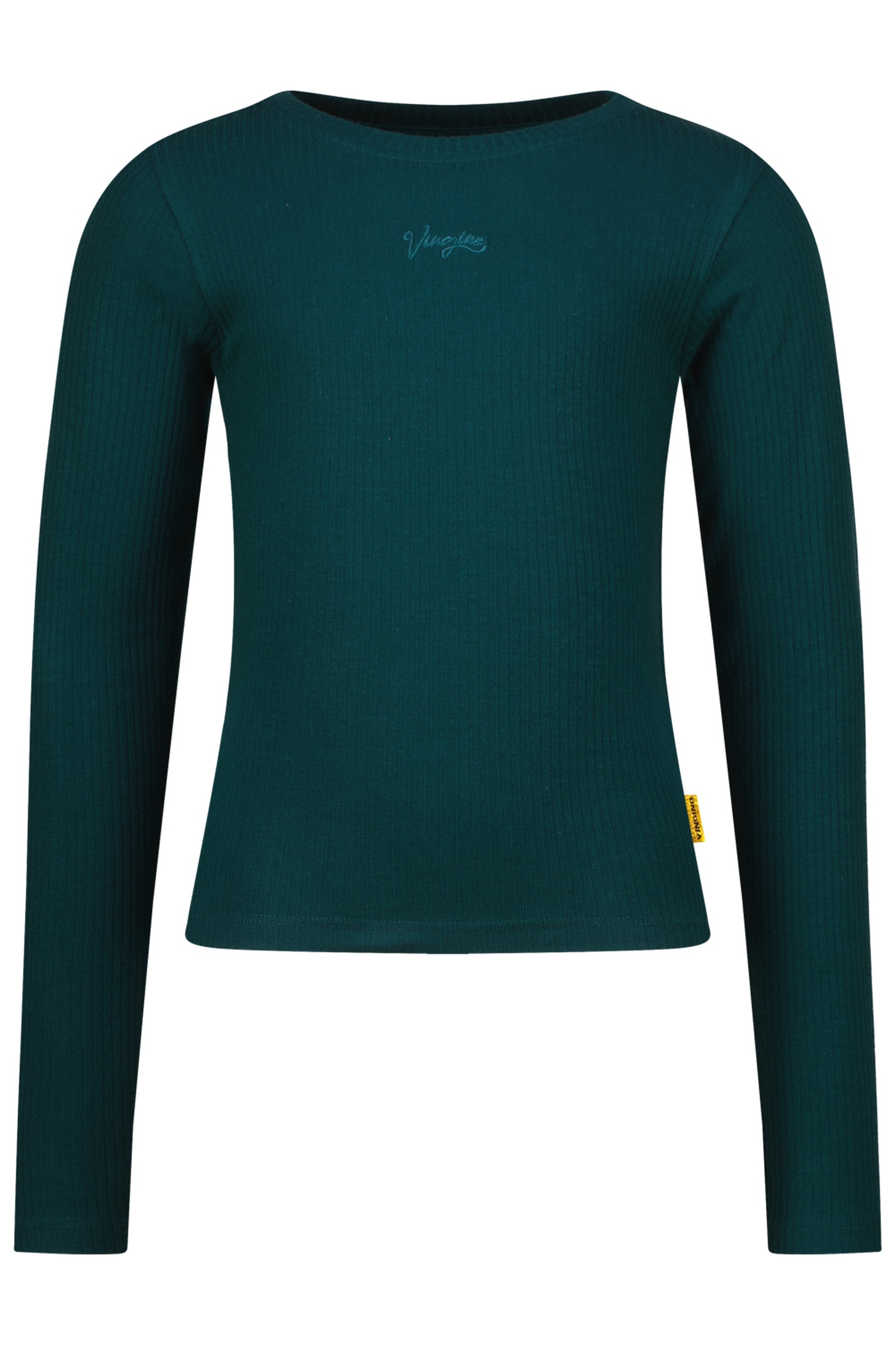 Vingino Girls Basic Rib Top T-shirt Dark Jungle Green Maat: 8 | Overhemden Outlet | kids | Groen