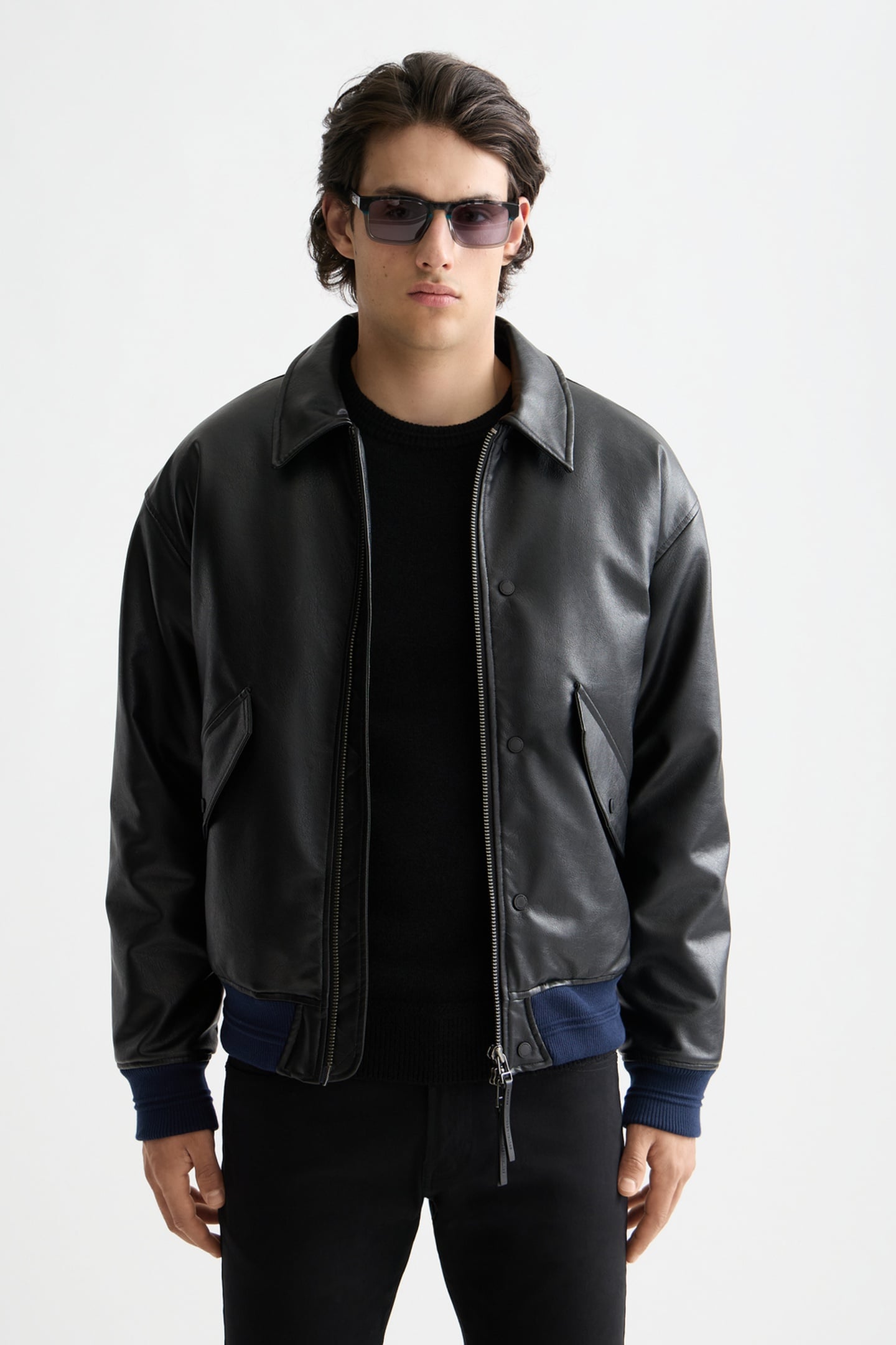 Scotch & Soda Faux Leather Puffer Meteorite Size: XL | Leather & Biker Jackets Outlet | Heren | Zwart