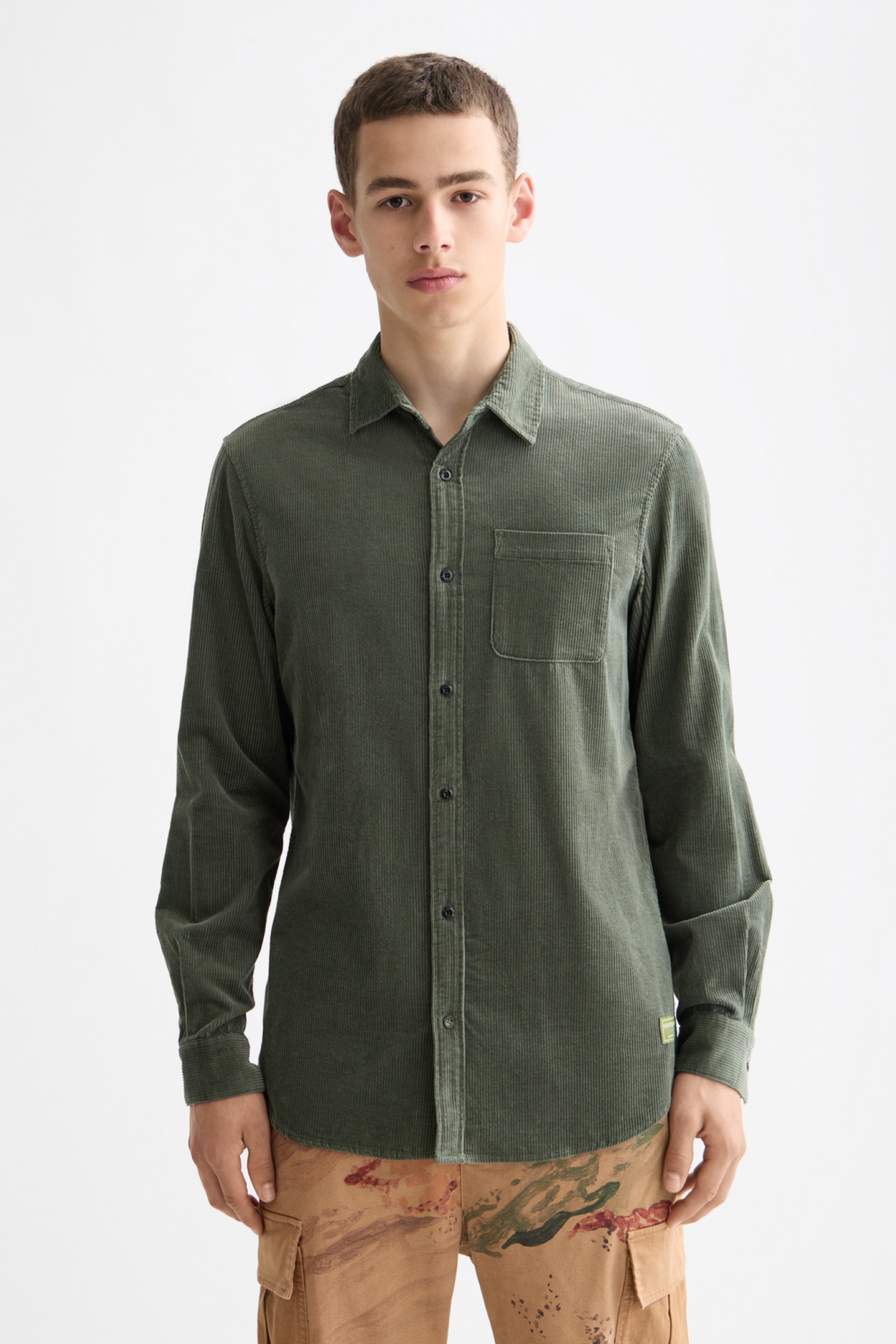 Scotch & Soda Regular-fit Corduroy Shirt Thyme Maat: XXL | Casual Overhemden Outlet | Heren | Groen