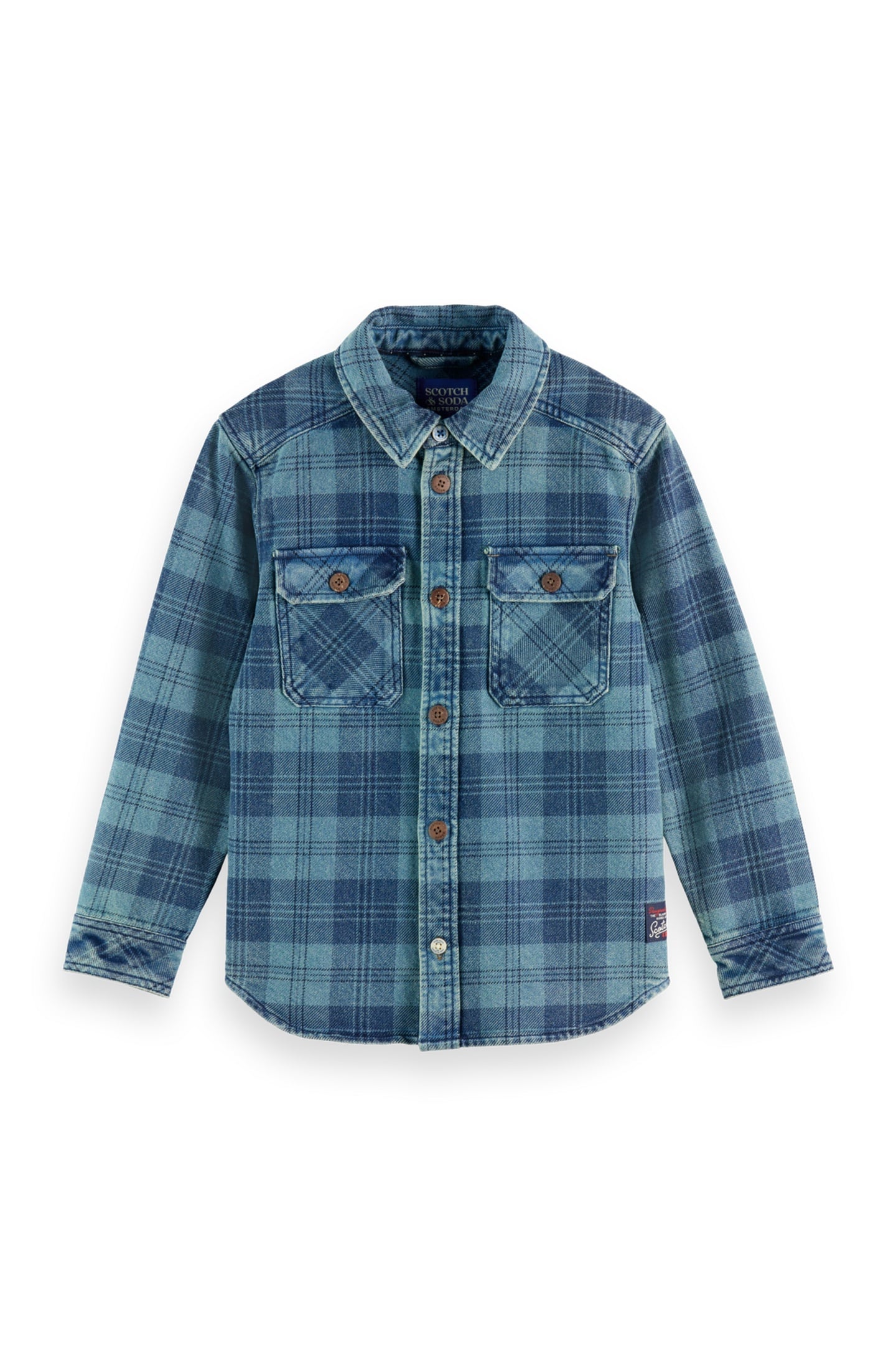 Scotch & Soda Boys Denim Washed Checked Overshirt Indigo Check Talla: 8 | Chaquetas Outlet | kids | Azul