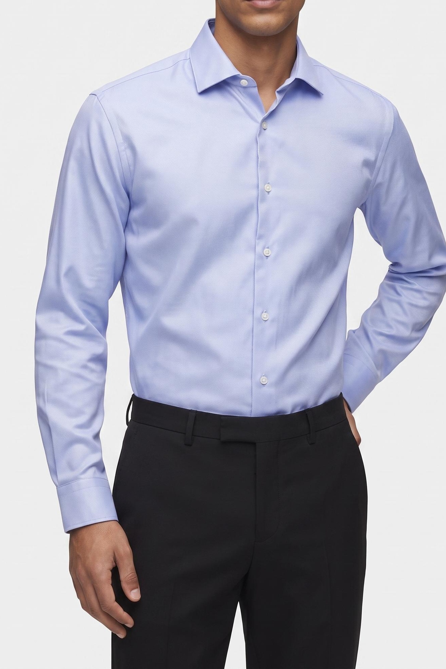 Calvin Klein Slim Perf Solid Shirt Stream Maat: 46 | Zakelijke Overhemden Outlet | Heren | Blauw