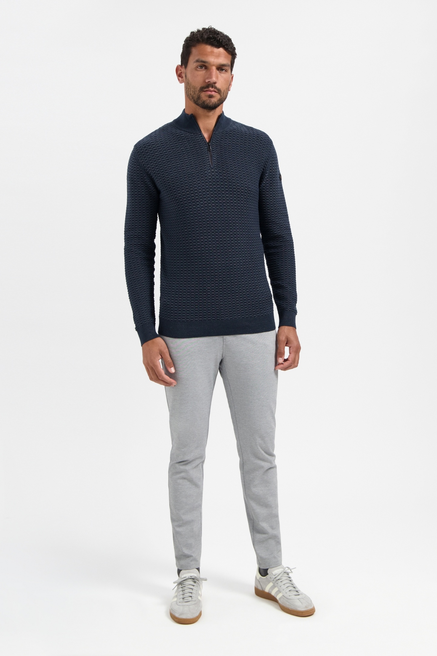 No Excess Pullover Half Zip Jacquard Plated Night Maat: M | Sweaters Outlet | Heren | Blauw