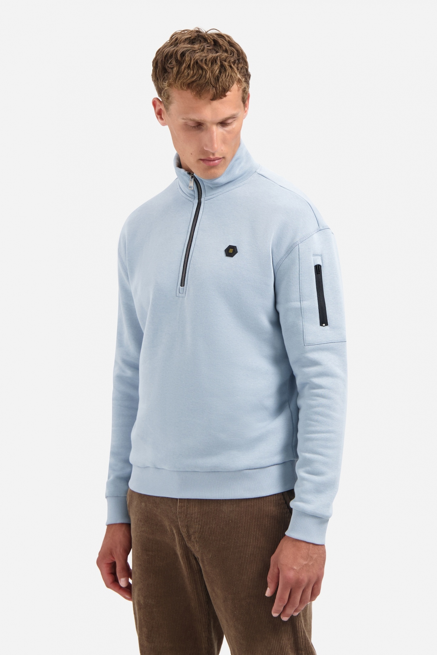 No Excess Sweater Half Zip Brushed Dusty Blue Maat: 3XL | Sweaters Outlet | Heren | Blauw