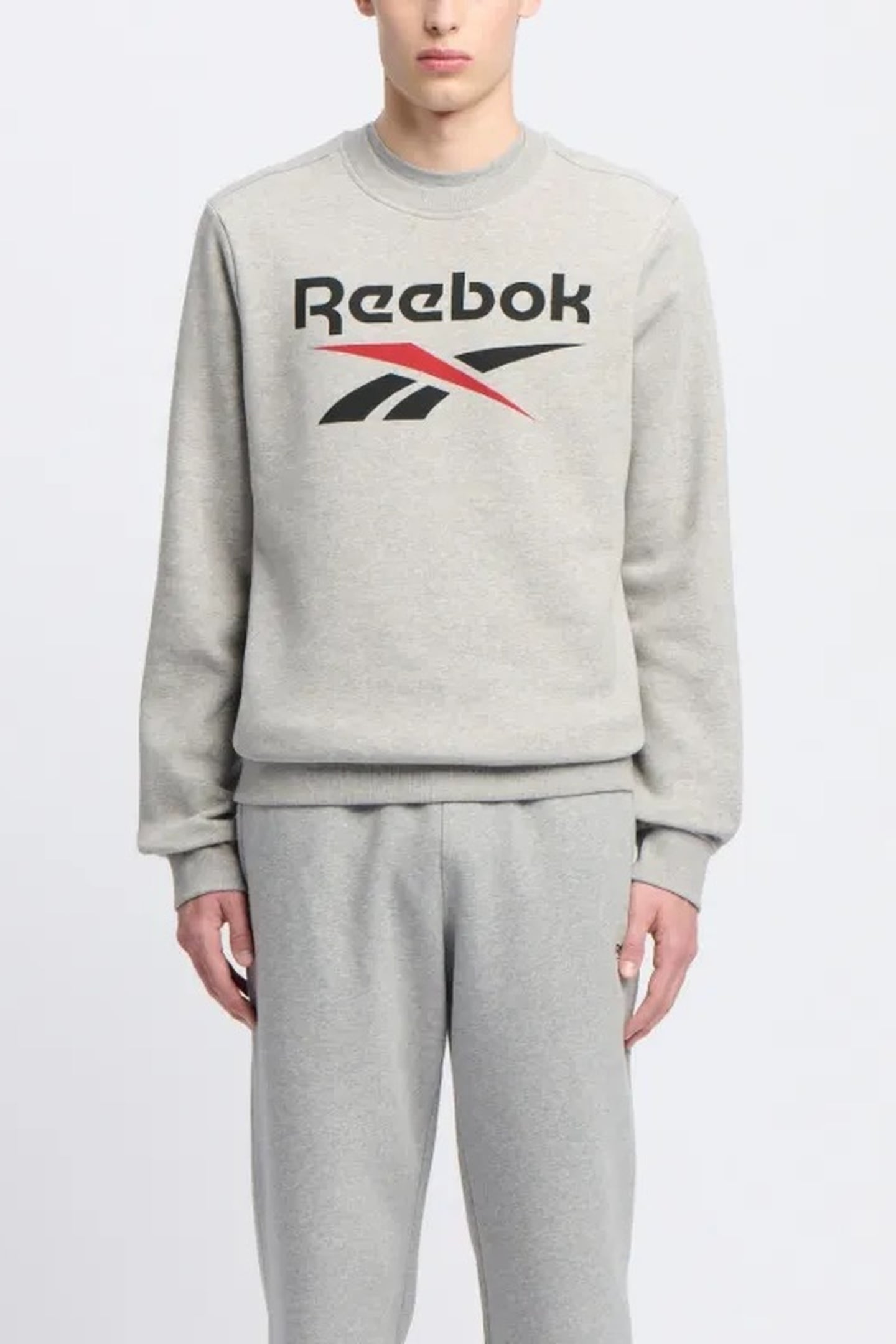 Reebok  Identity Big Logo Medium Grey Heather/vector Red Maat: S | Hoodies Outlet | Heren | Grijs