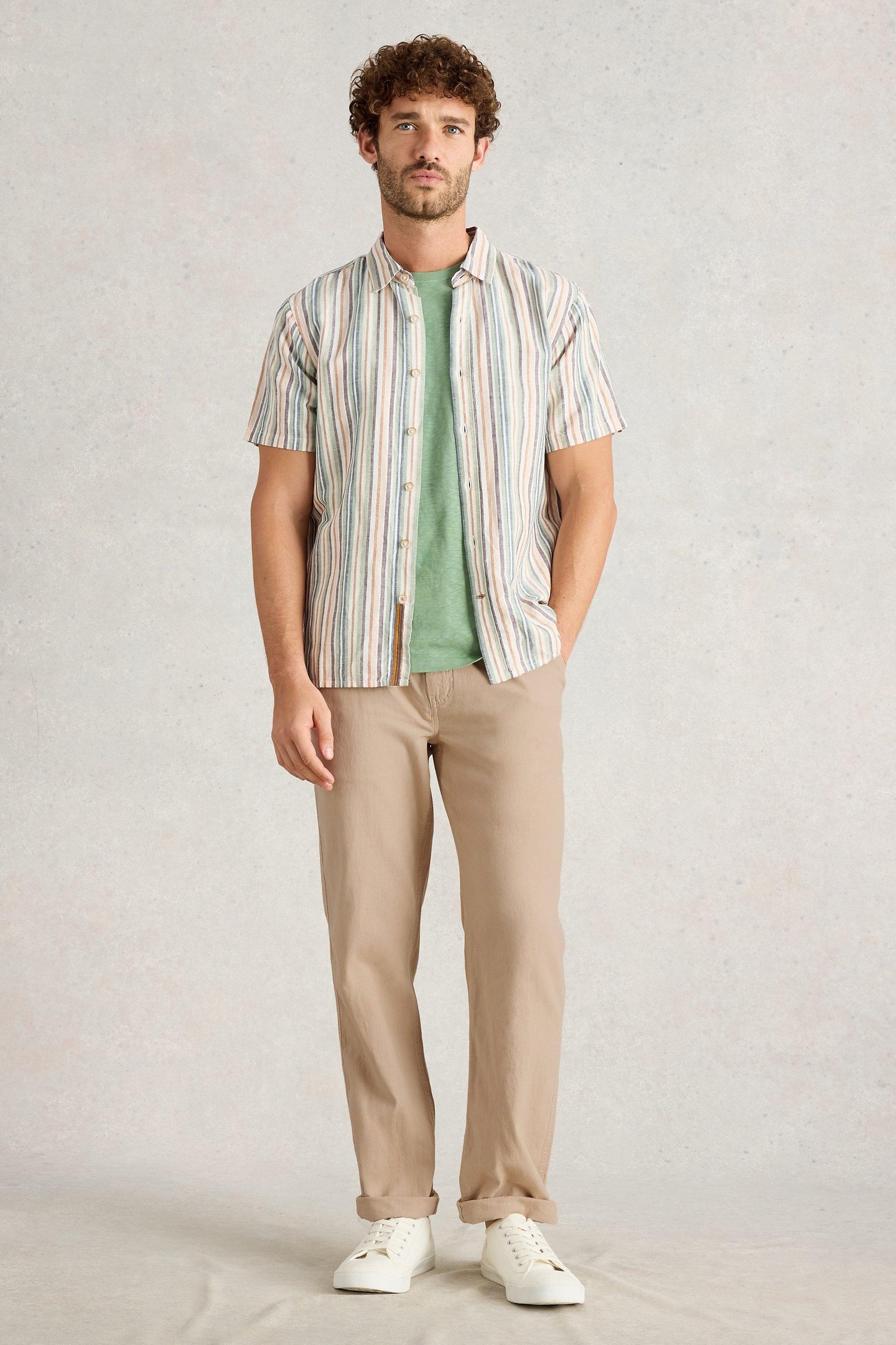 White Stuff Drawstring Linen Blend Trouser Light Natural Maat: W38 REGULAR | Broeken Outlet | Heren | Beige