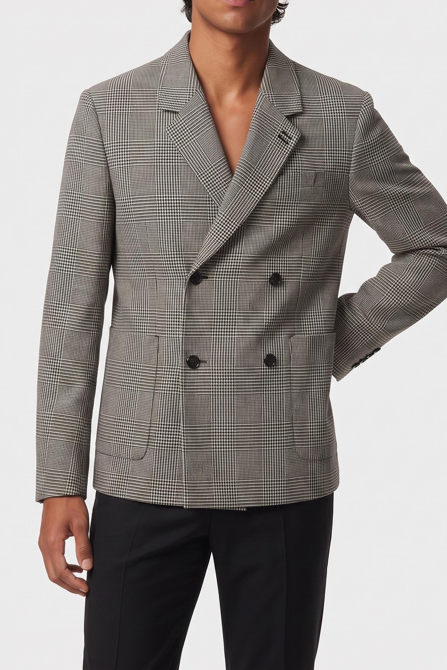 The Kooples 4-button Double-breasted Jacket Black White Maat: 48 | Blazers Outlet | Heren | Zwart